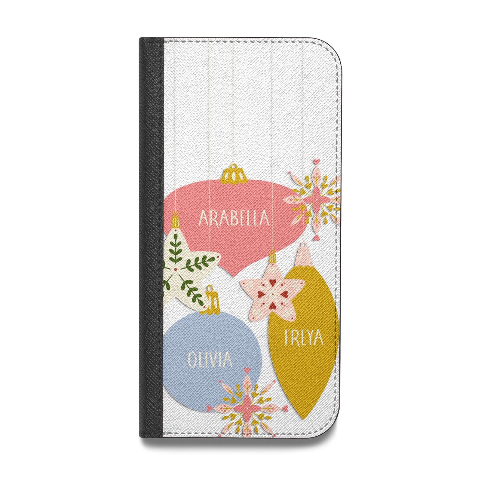 Personalised Christmas Bauble Vegan Leather Flip iPhone Case