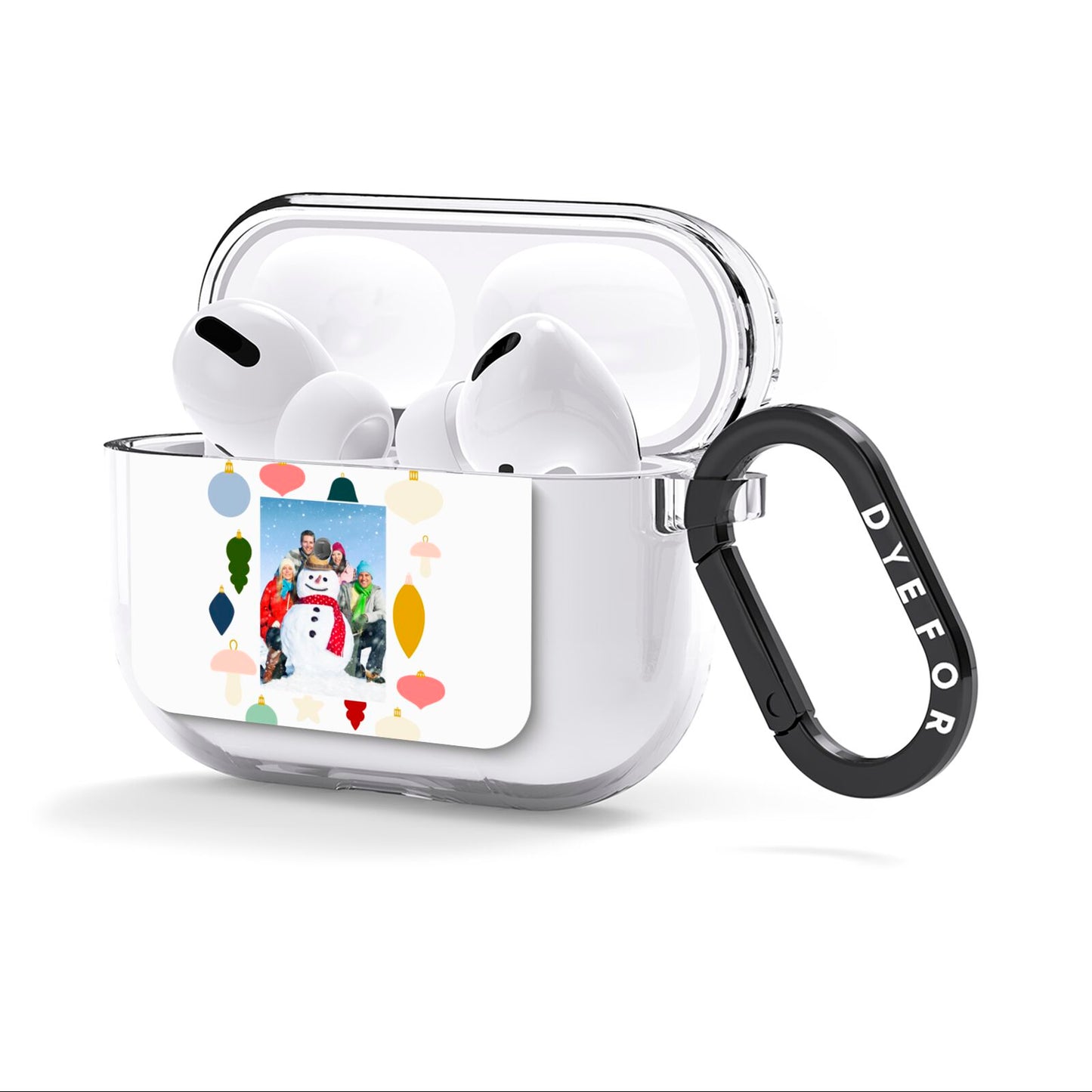 Personalised Christmas Baubles AirPods Clear Case 3rd Gen Side Image