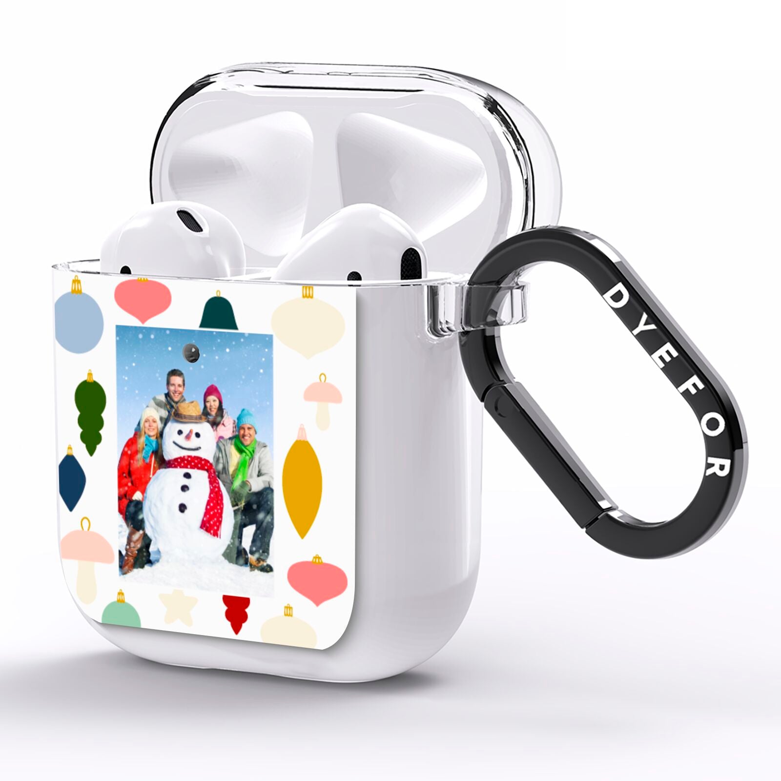 Personalised Christmas Baubles AirPods Clear Case Side Image