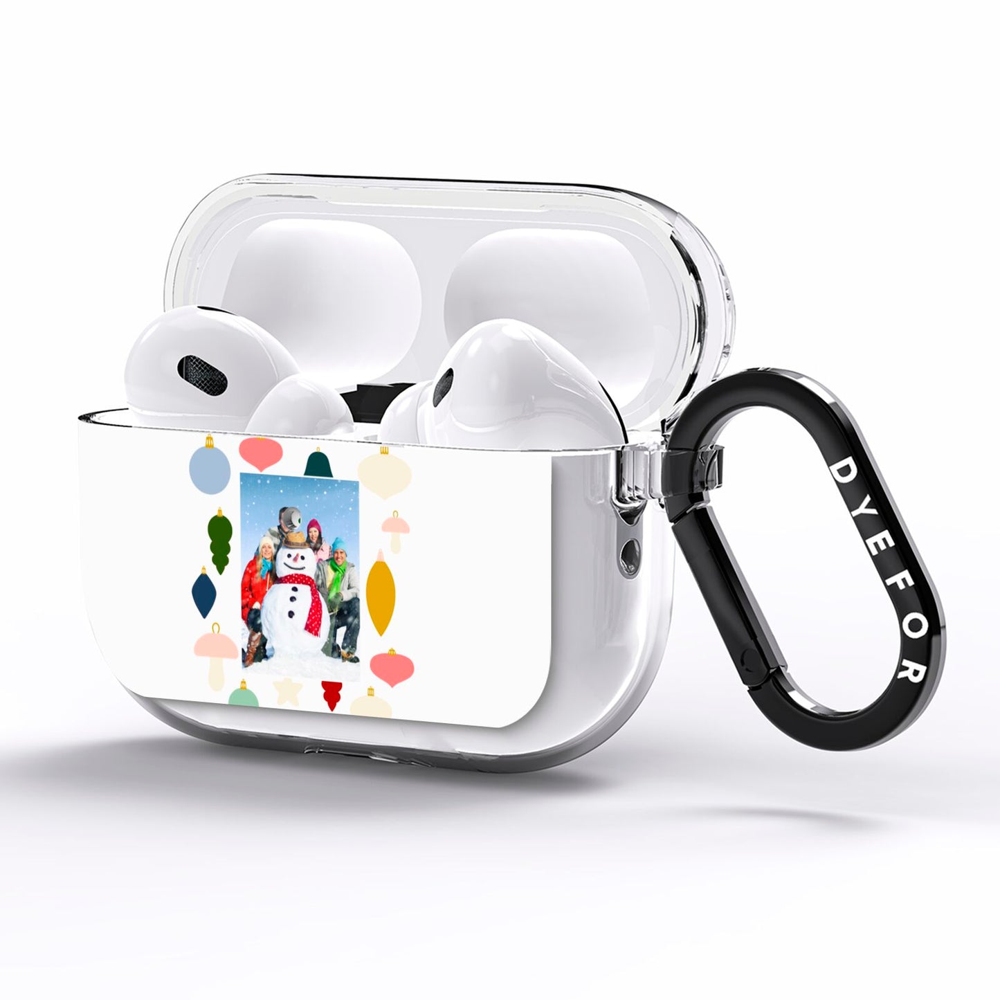 Personalised Christmas Baubles AirPods Pro Clear Case Side Image