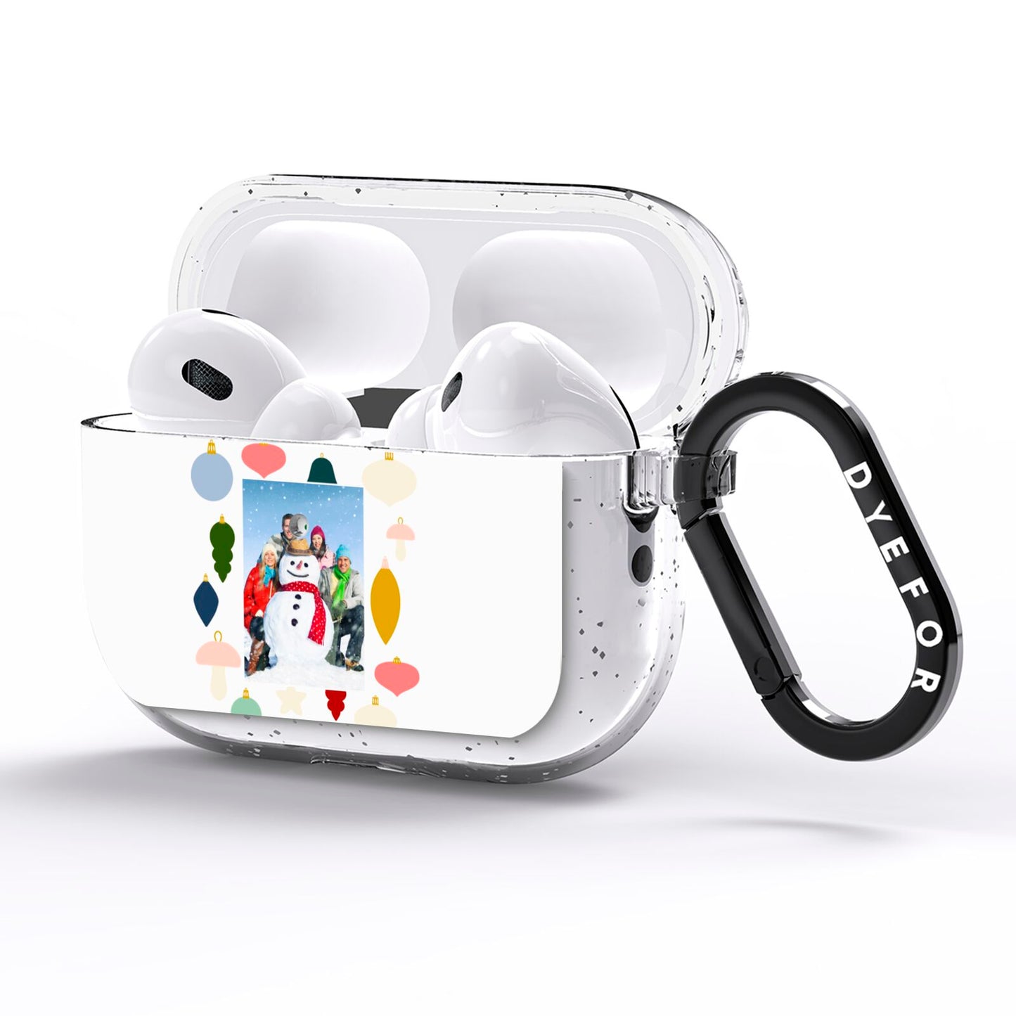 Personalised Christmas Baubles AirPods Pro Glitter Case Side Image