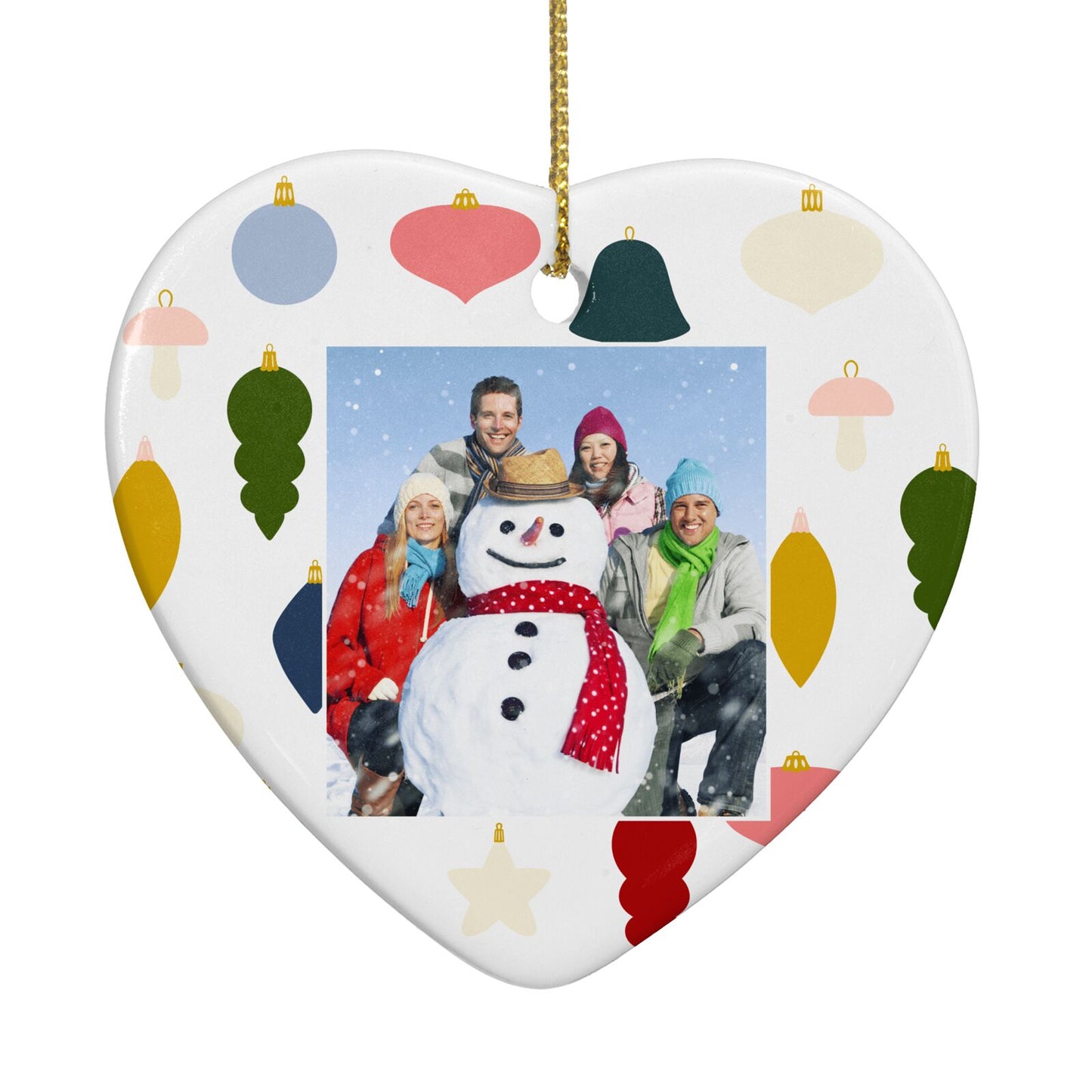 Personalised Christmas Baubles Heart Decoration Back Image
