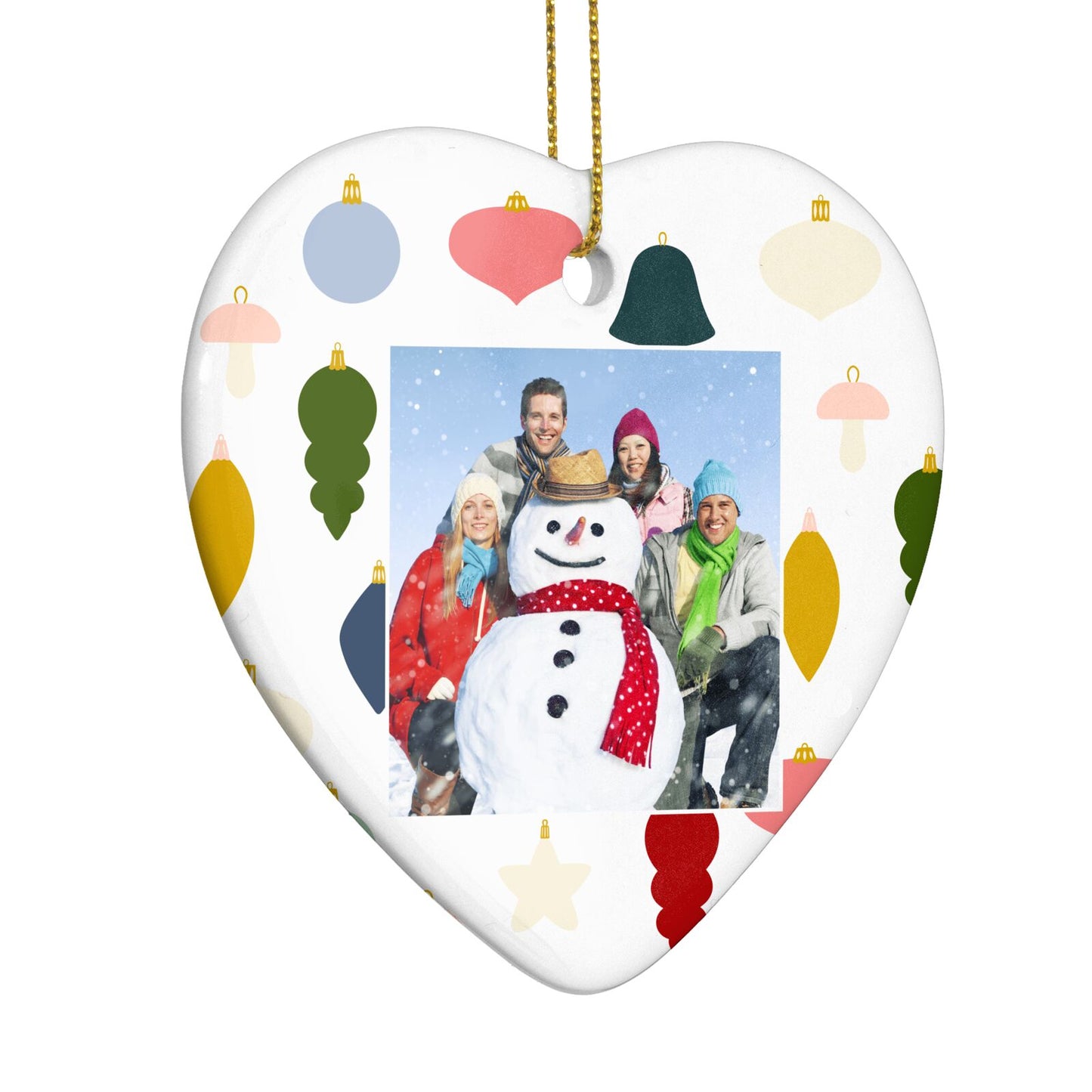 Personalised Christmas Baubles Heart Decoration Side Angle