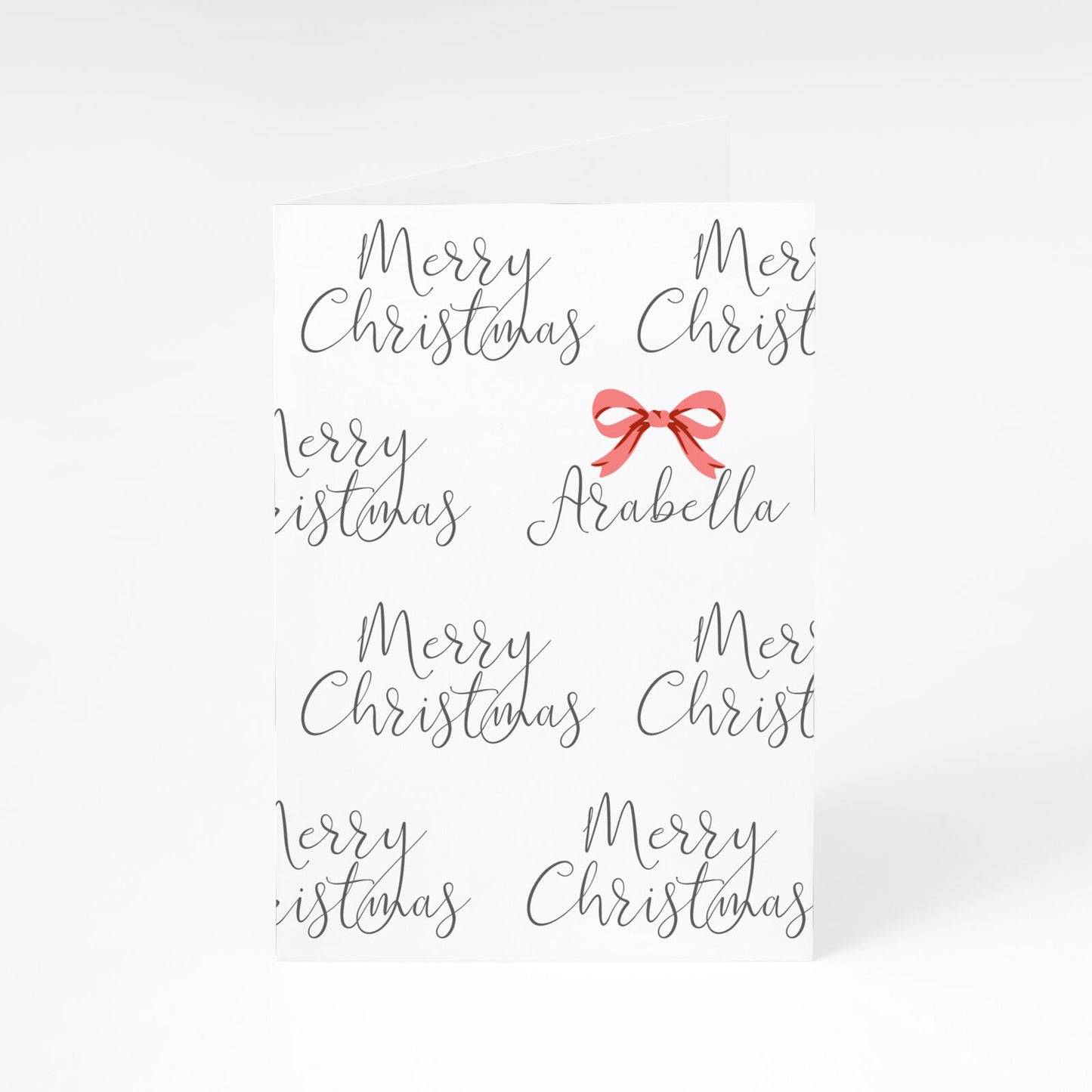 Personalised Christmas Bow A5 Greetings Card