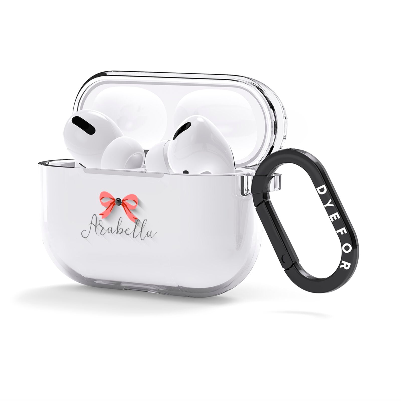 Personalised Christmas Bow AirPods Clear Case 3rd Gen Side Image