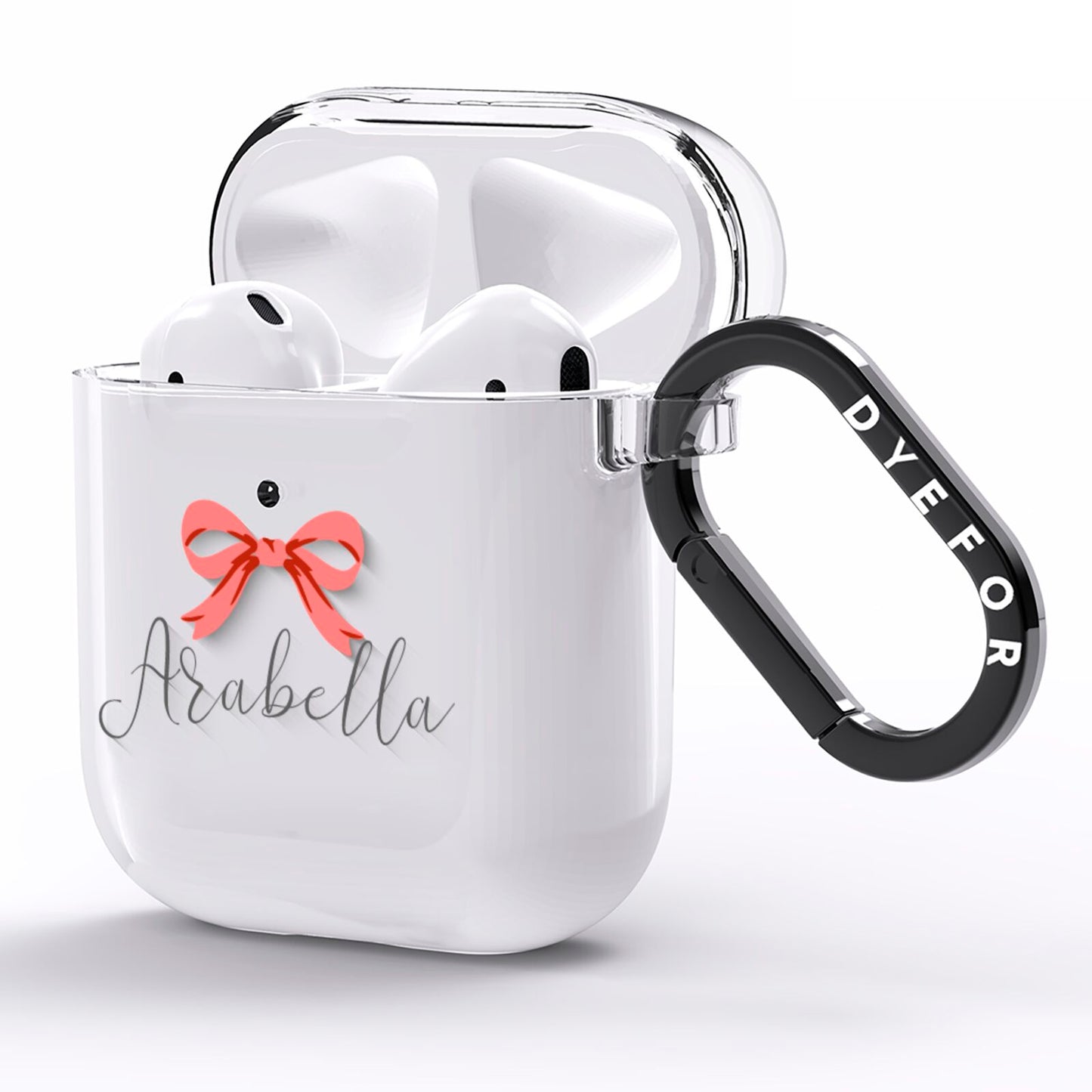 Personalised Christmas Bow AirPods Clear Case Side Image