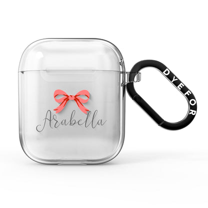 Personalised Christmas Bow AirPods Clear Case