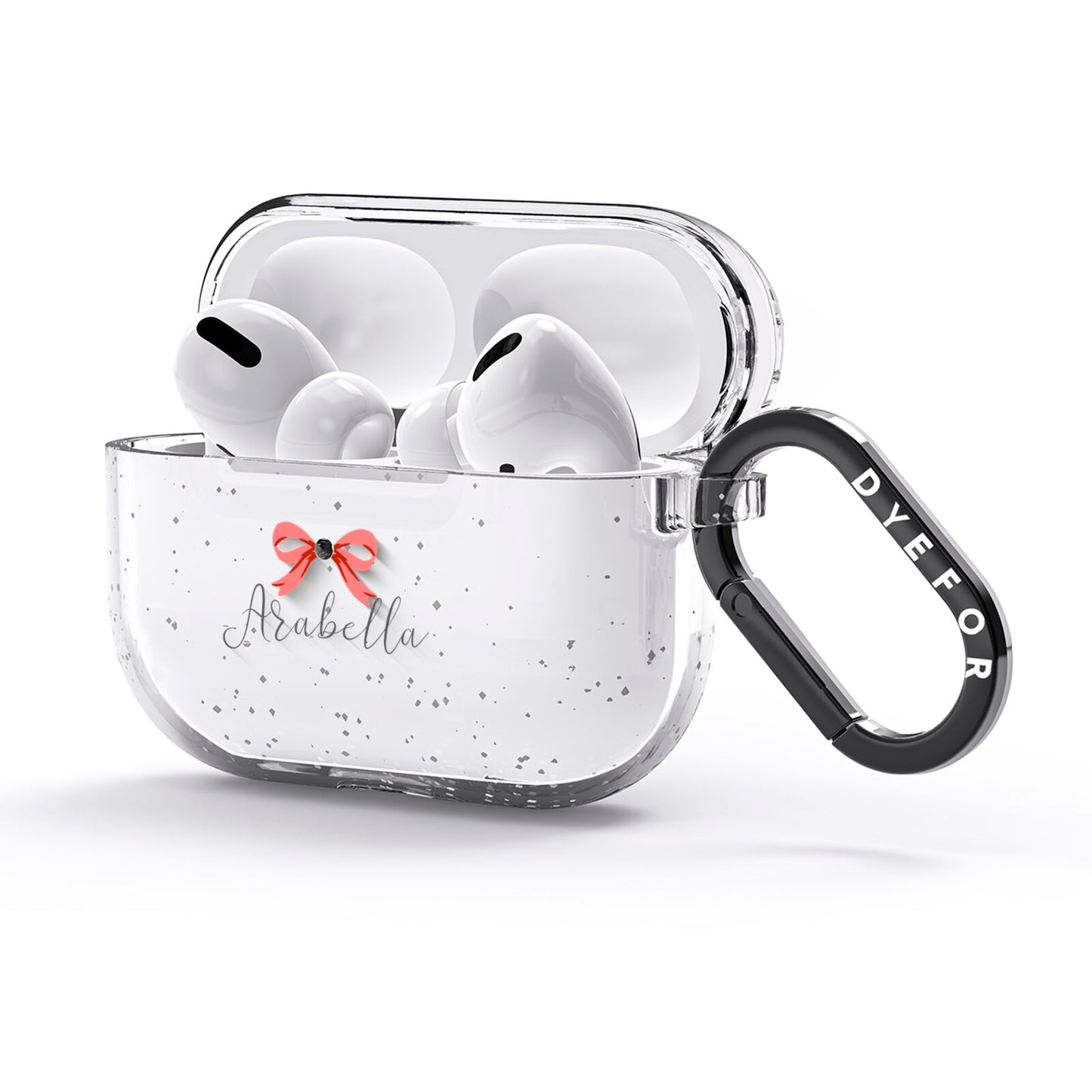 Personalised Christmas Bow AirPods Glitter Case 3rd Gen Side Image