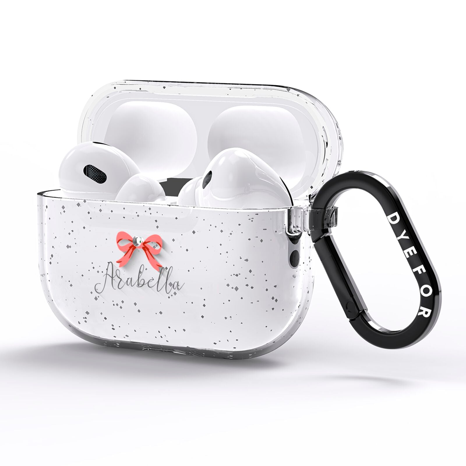 Personalised Christmas Bow AirPods Pro Glitter Case Side Image