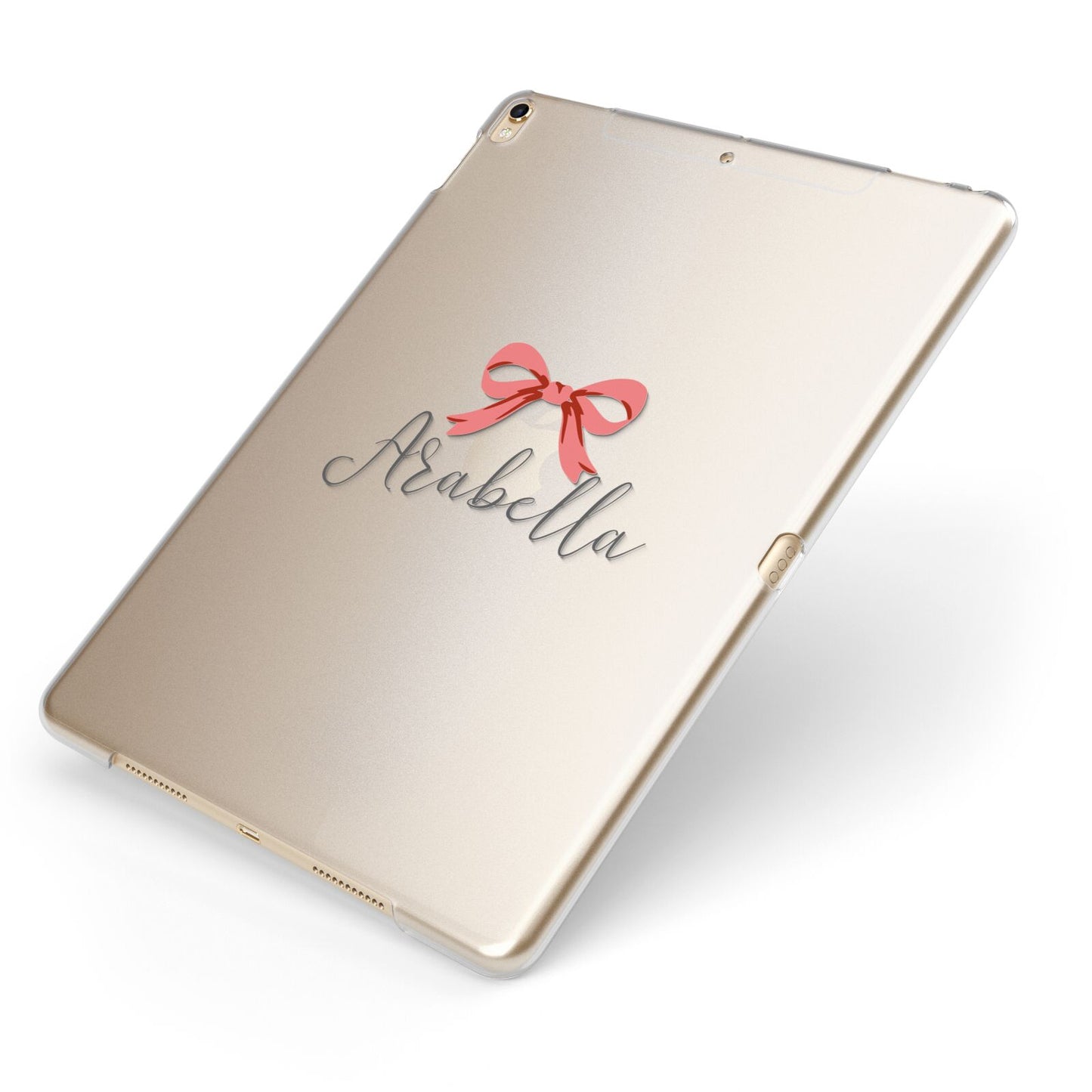 Personalised Christmas Bow Apple iPad Case on Gold iPad Side View