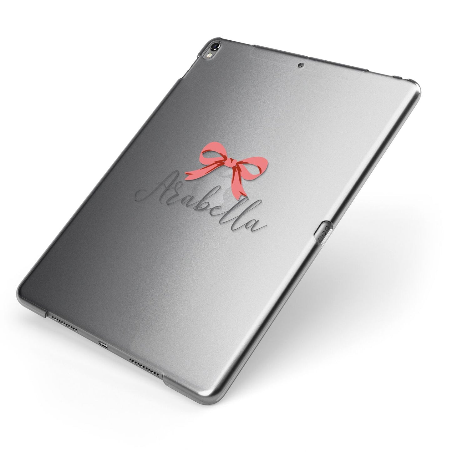 Personalised Christmas Bow Apple iPad Case on Grey iPad Side View