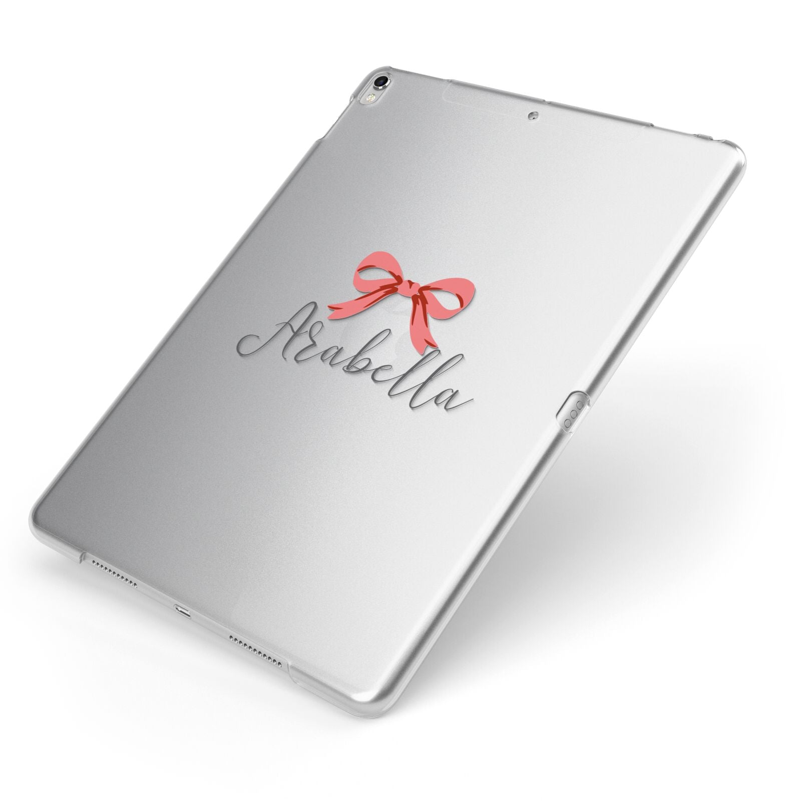 Personalised Christmas Bow Apple iPad Case on Silver iPad Side View