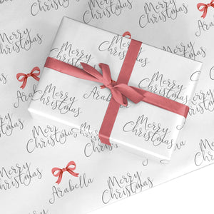 Personalised Christmas Bow Wrapping Paper