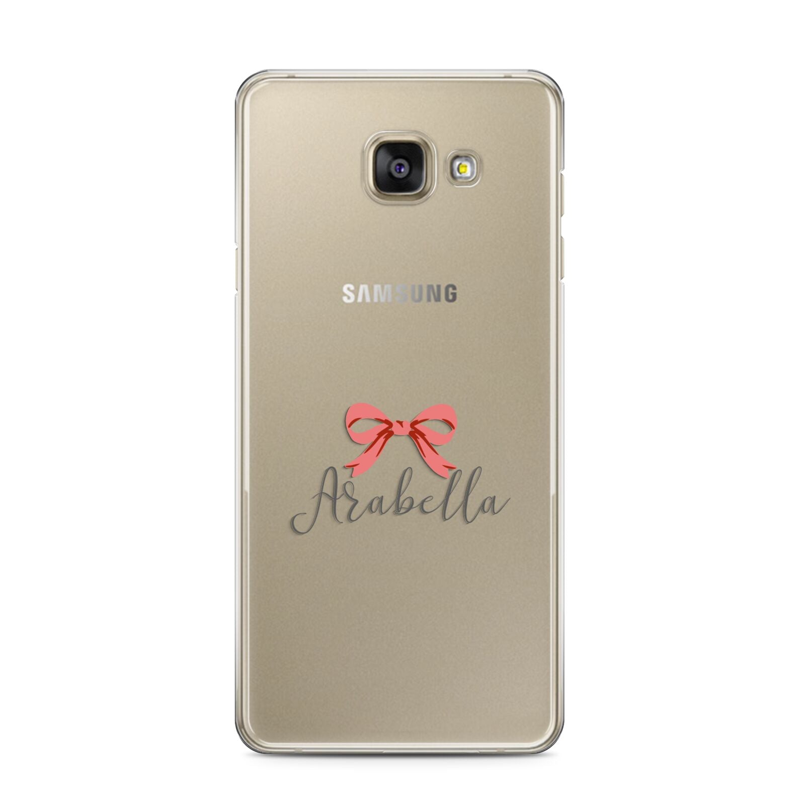 Personalised Christmas Bow Samsung Galaxy A3 2016 Case on gold phone