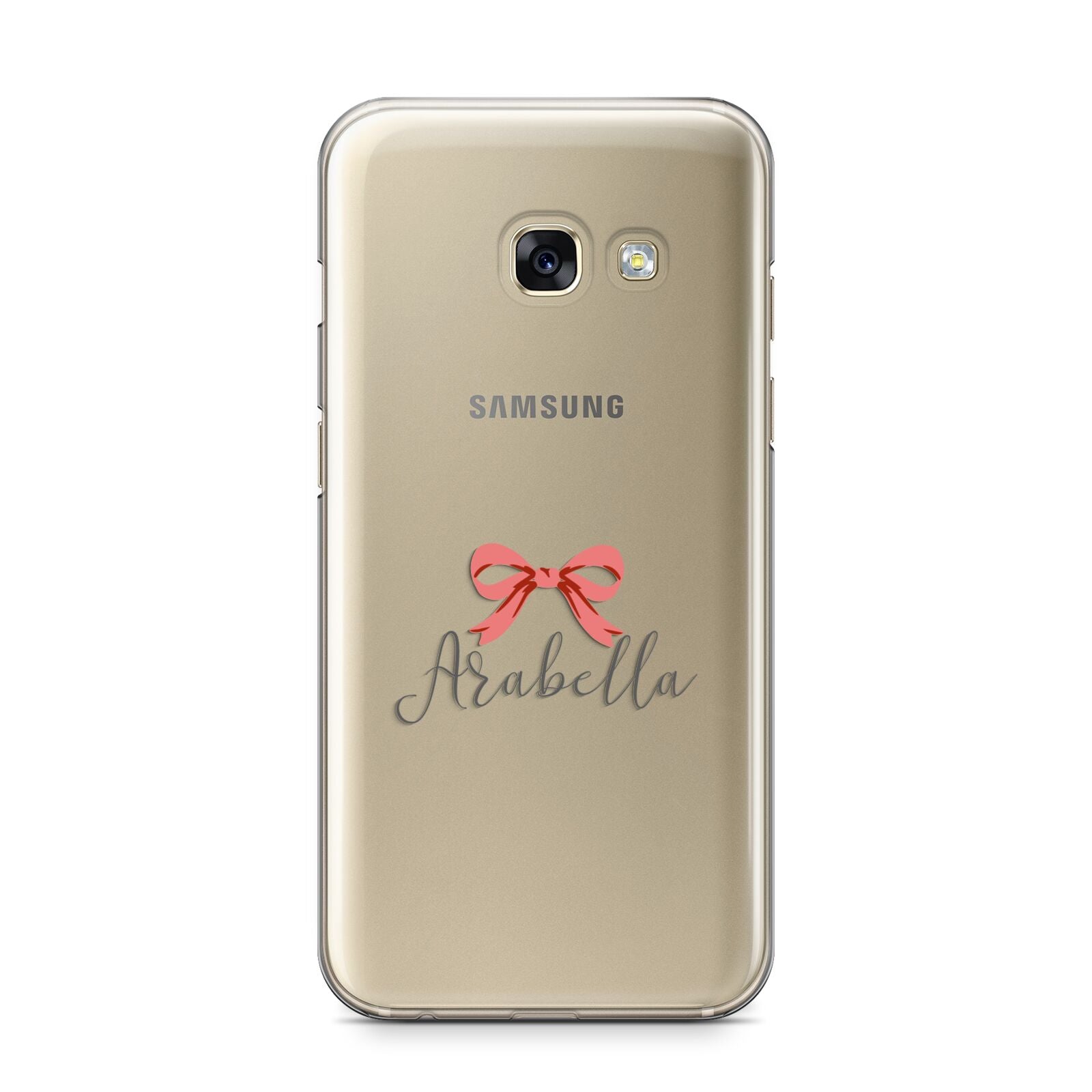 Personalised Christmas Bow Samsung Galaxy A3 2017 Case on gold phone