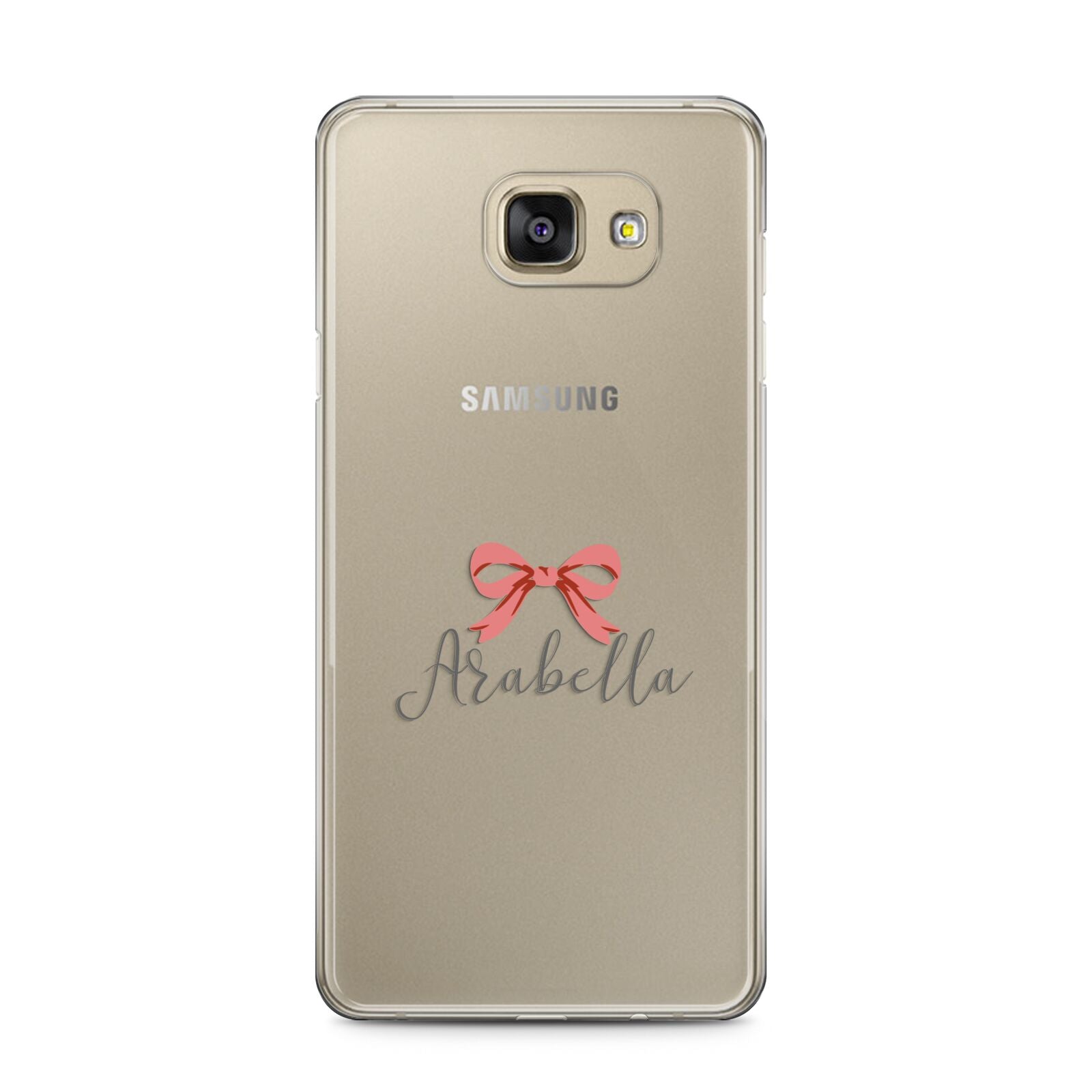 Personalised Christmas Bow Samsung Galaxy A5 2016 Case on gold phone