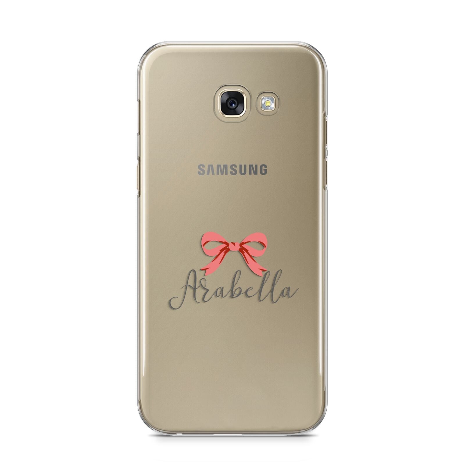 Personalised Christmas Bow Samsung Galaxy A5 2017 Case on gold phone