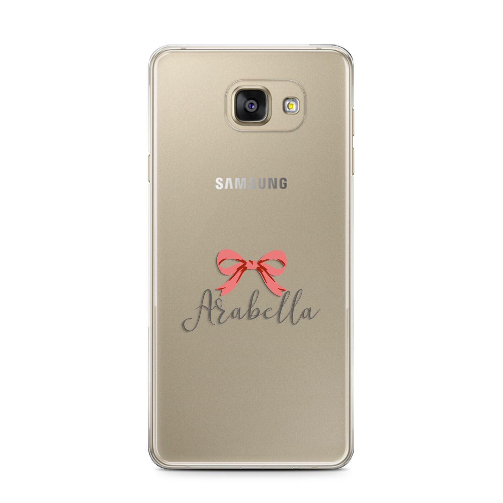 Personalised Christmas Bow Samsung Galaxy A7 2016 Case on gold phone