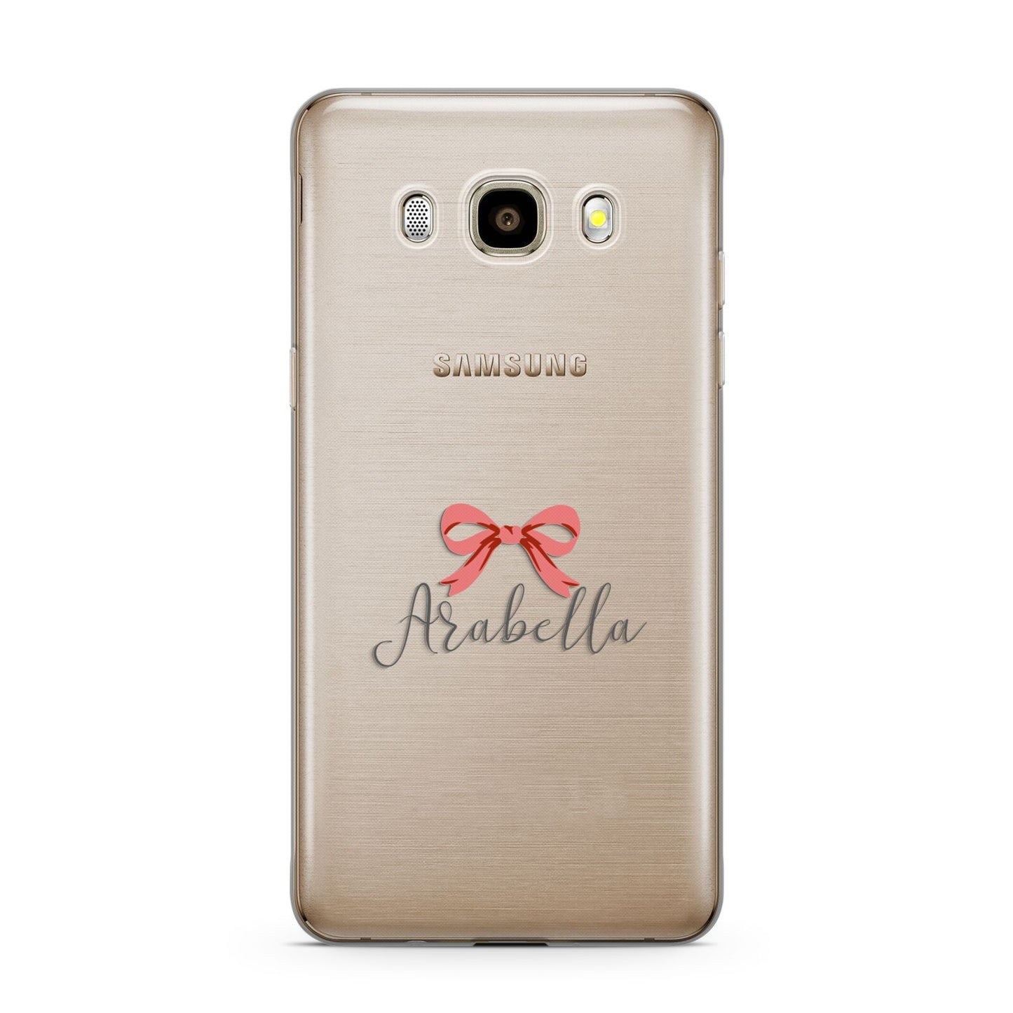 Personalised Christmas Bow Samsung Galaxy J7 2016 Case on gold phone