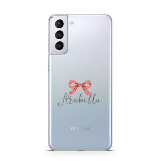 Personalised Christmas Bow Samsung S21 Plus Phone Case