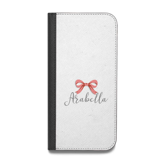 Personalised Christmas Bow Vegan Leather Flip iPhone Case