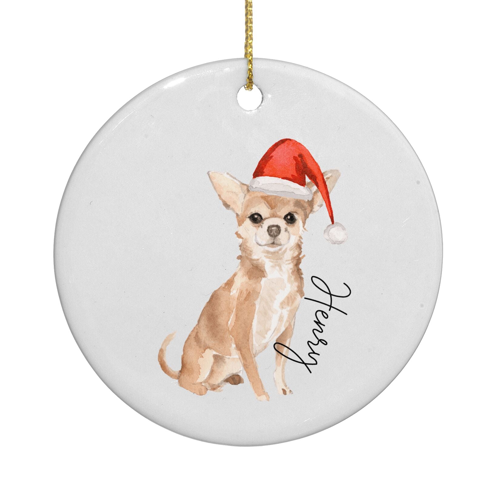 Personalised Christmas Chihuahua Circle Decoration Back Image