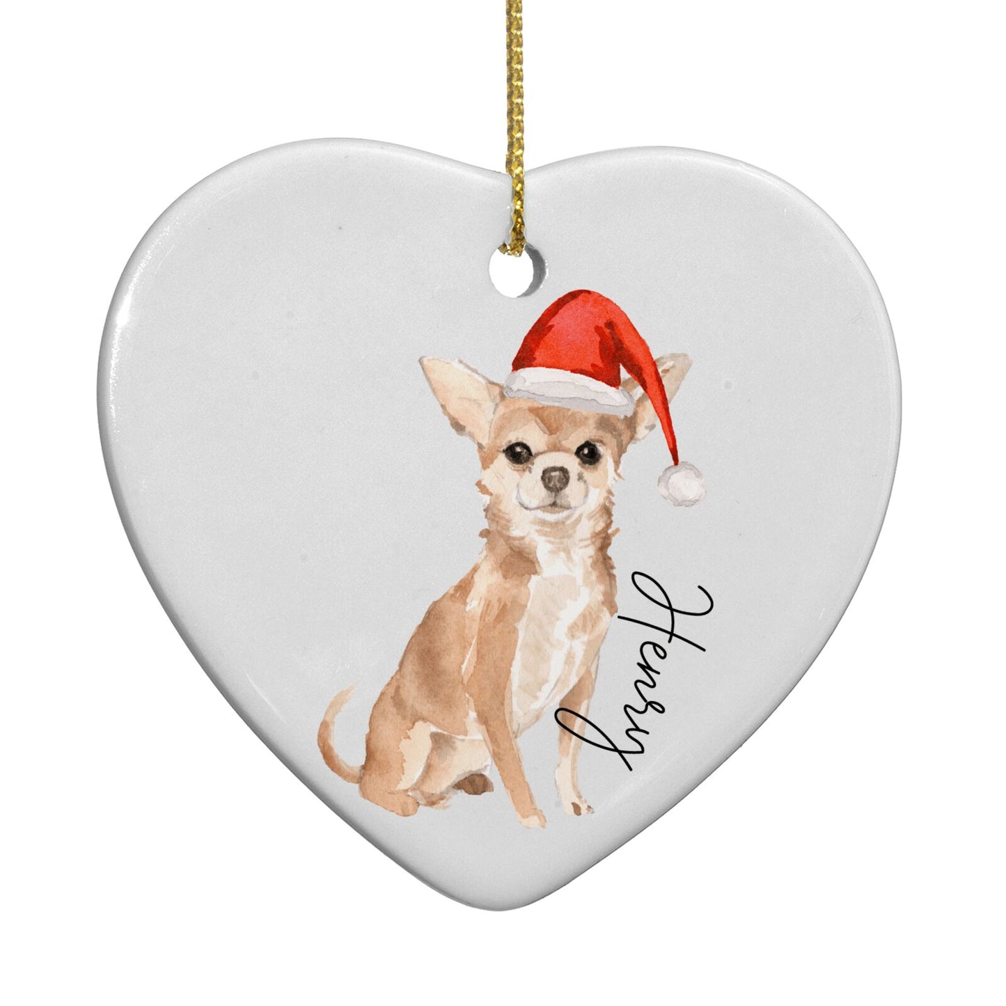 Personalised Christmas Chihuahua Heart Decoration Back Image