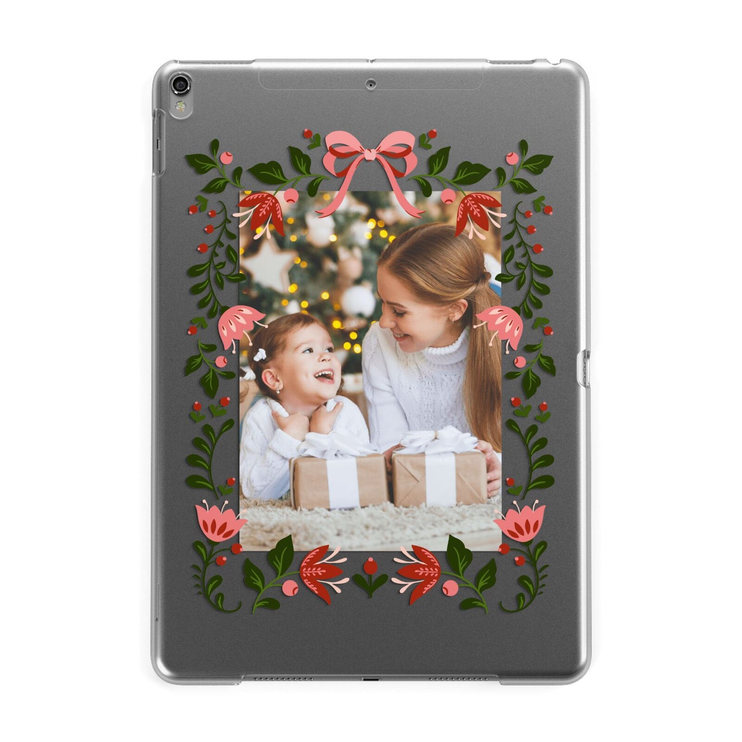 Personalised Christmas Flowers Photo Apple iPad Grey Case