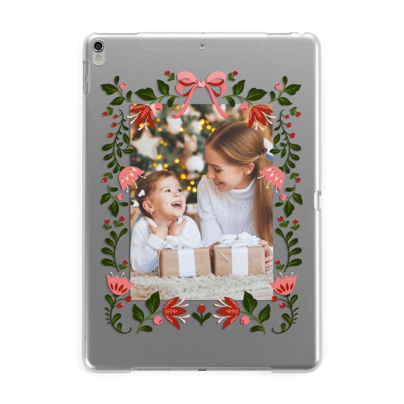 Personalised Christmas Flowers Photo Apple iPad Silver Case