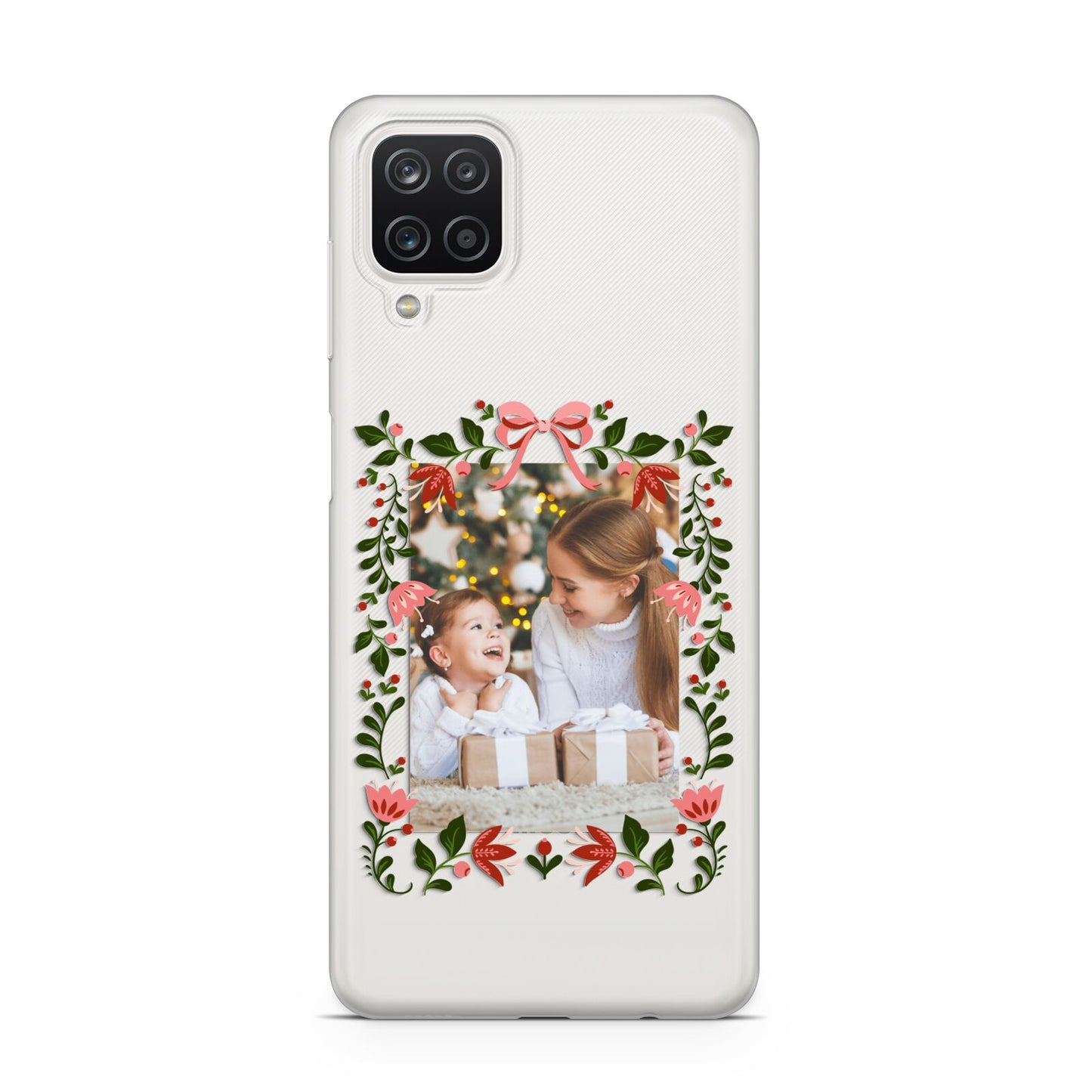 Personalised Christmas Flowers Photo Samsung A12 Case