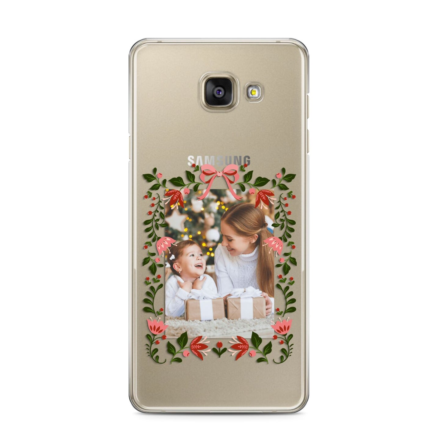 Personalised Christmas Flowers Photo Samsung Galaxy A3 2016 Case on gold phone