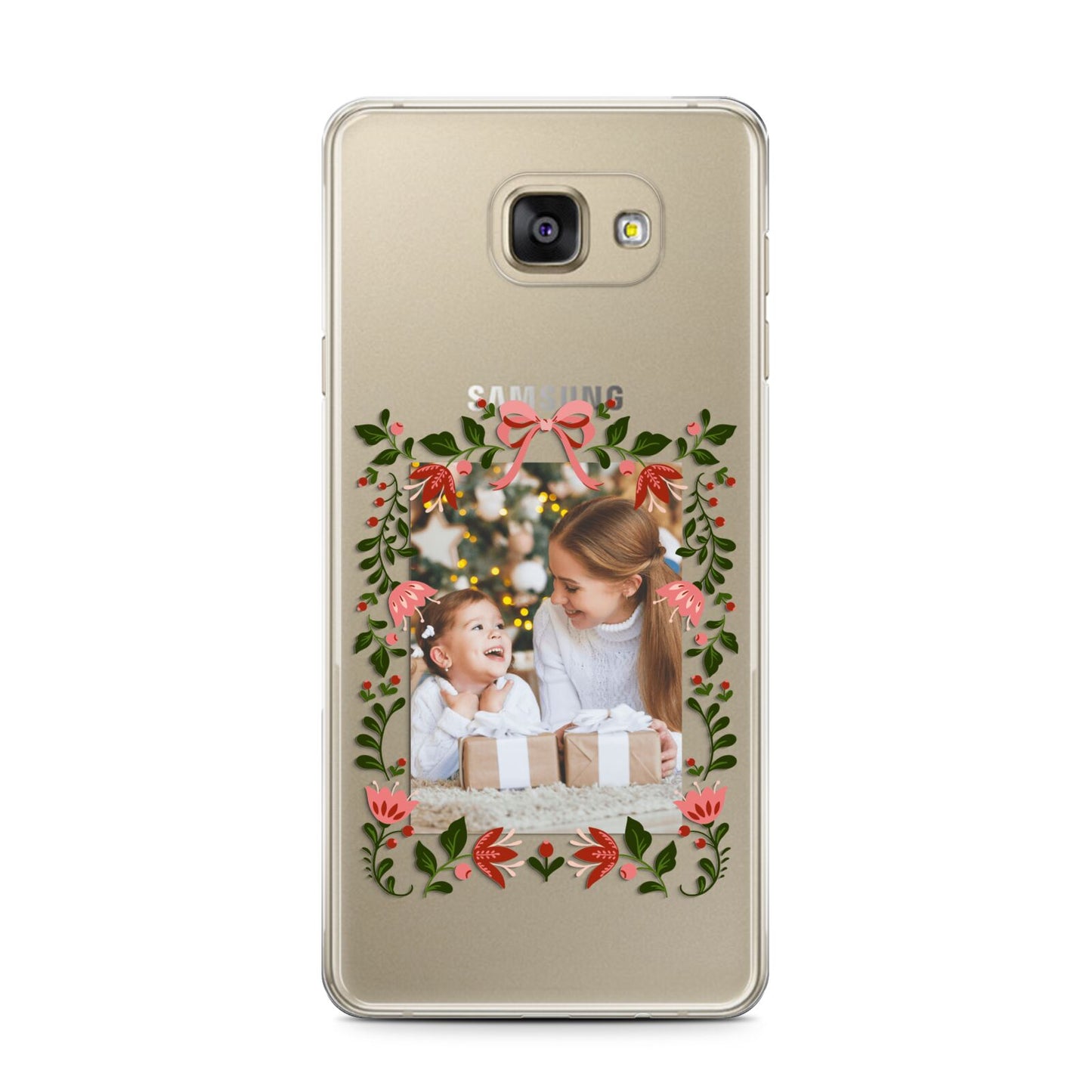 Personalised Christmas Flowers Photo Samsung Galaxy A7 2016 Case on gold phone