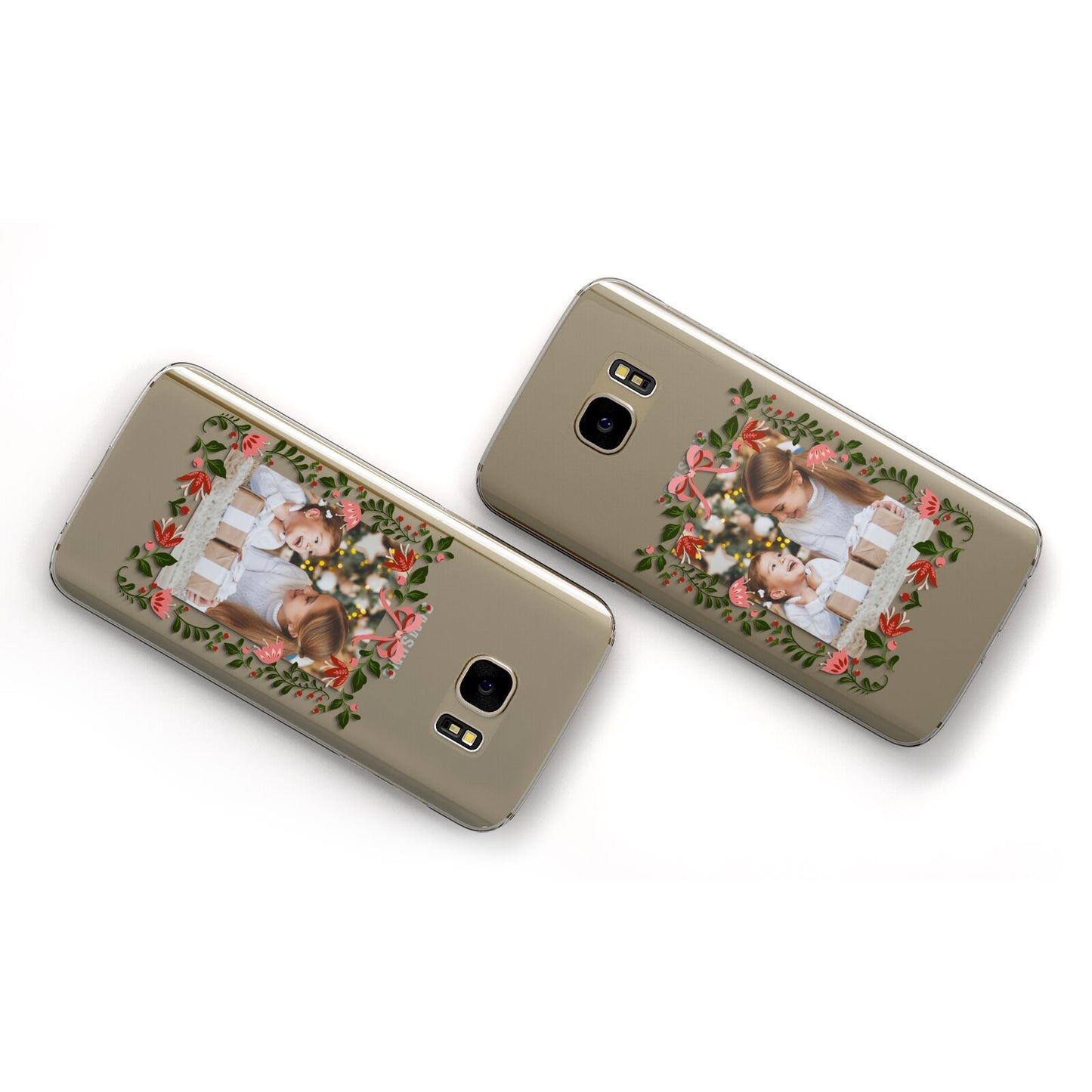 Personalised Christmas Flowers Photo Samsung Galaxy Case Flat Overview