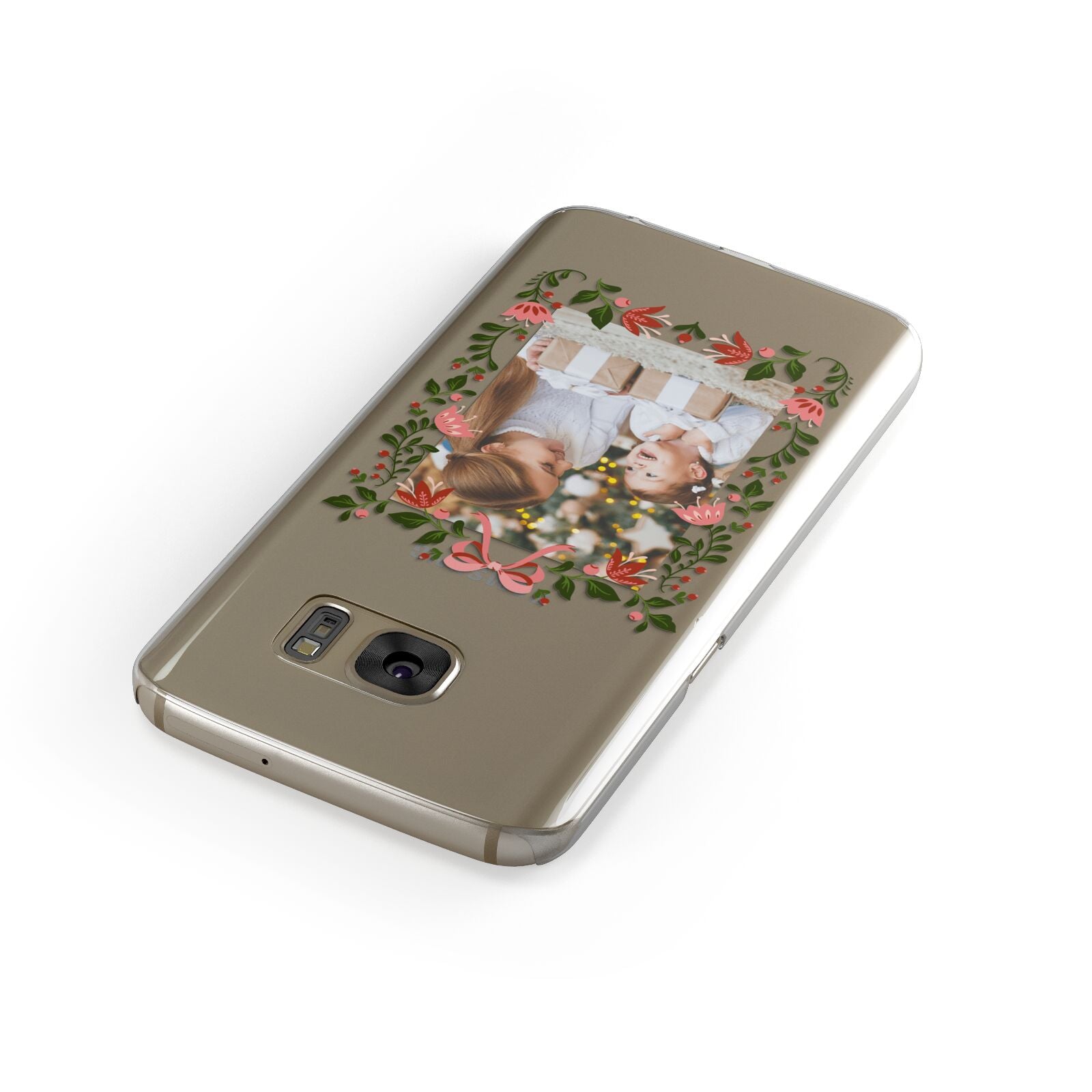 Personalised Christmas Flowers Photo Samsung Galaxy Case Front Close Up