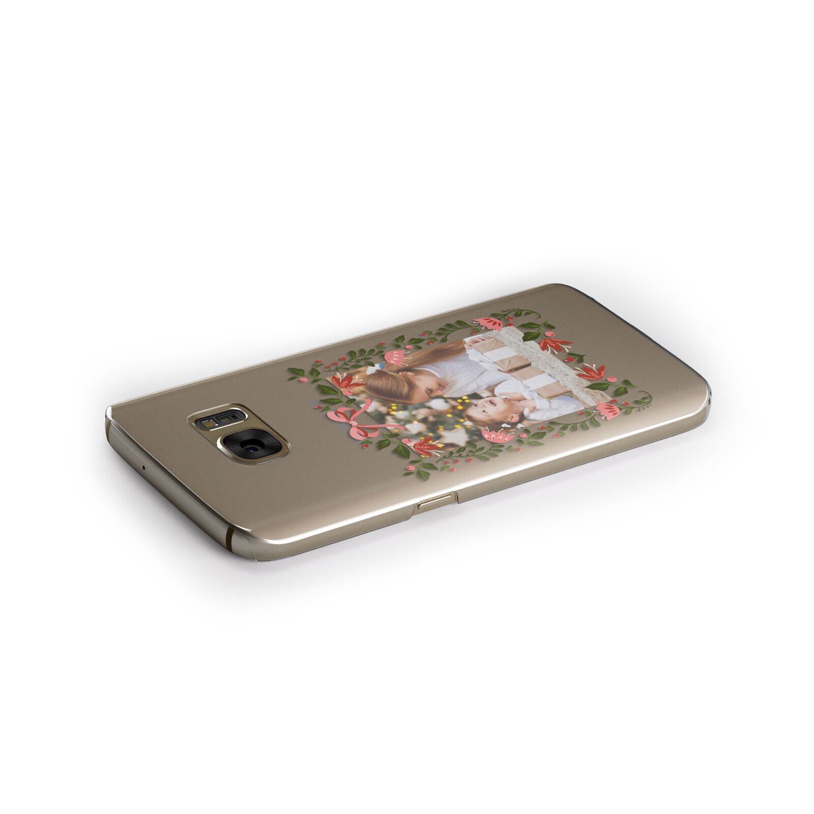 Personalised Christmas Flowers Photo Samsung Galaxy Case Side Close Up