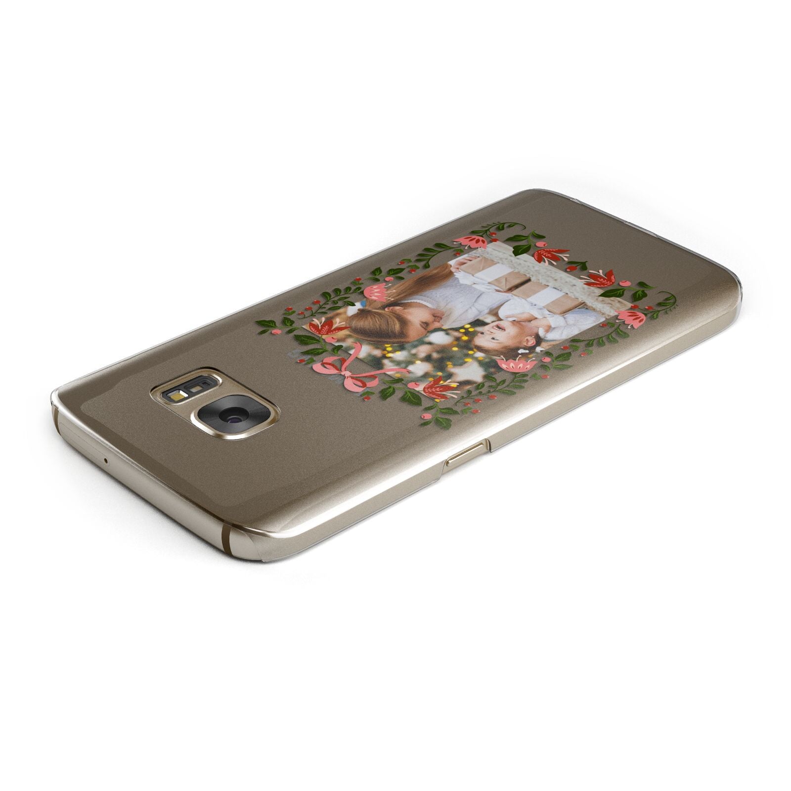 Personalised Christmas Flowers Photo Samsung Galaxy Case Top Cutout