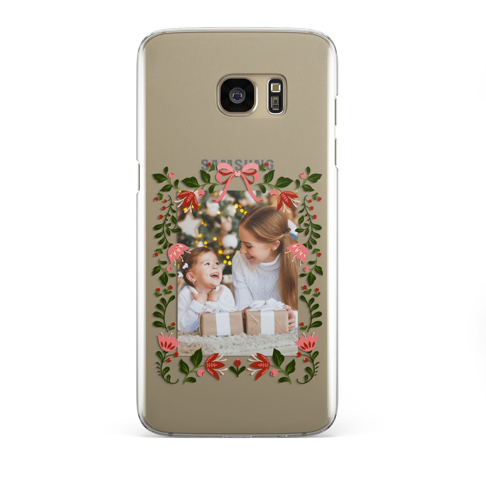 Personalised Christmas Flowers Photo Samsung Galaxy S7 Edge Case