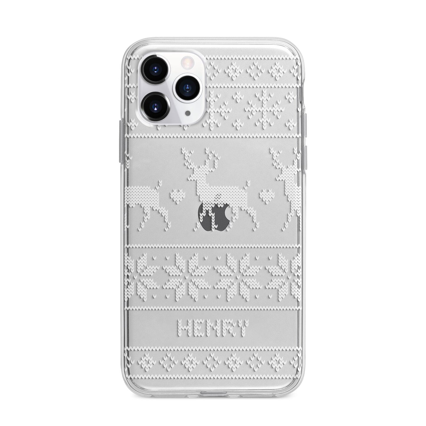 Personalised Christmas Jumper Apple iPhone 11 Pro Max in Silver with Bumper Case