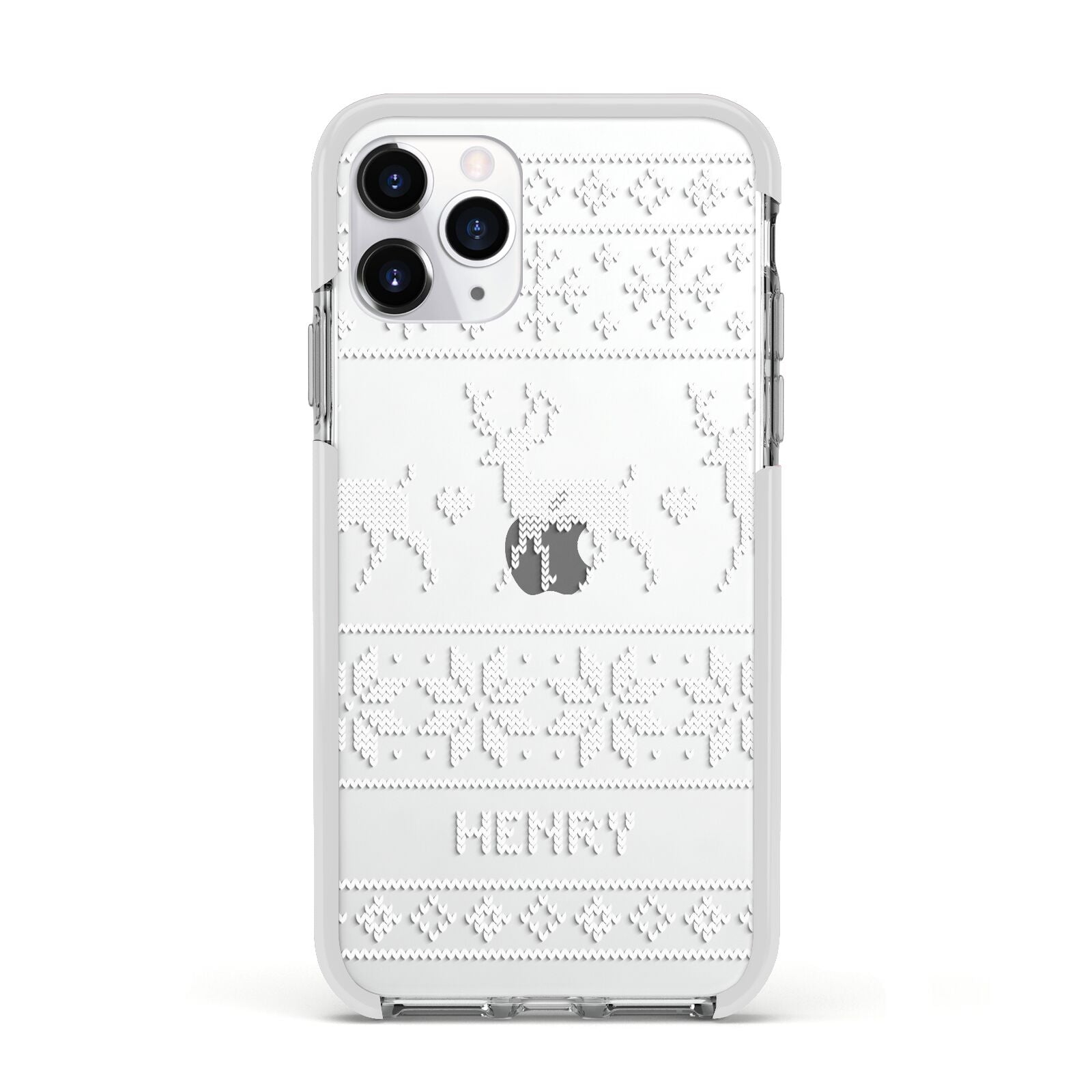 Personalised Christmas Jumper Apple iPhone 11 Pro in Silver with White Impact Case