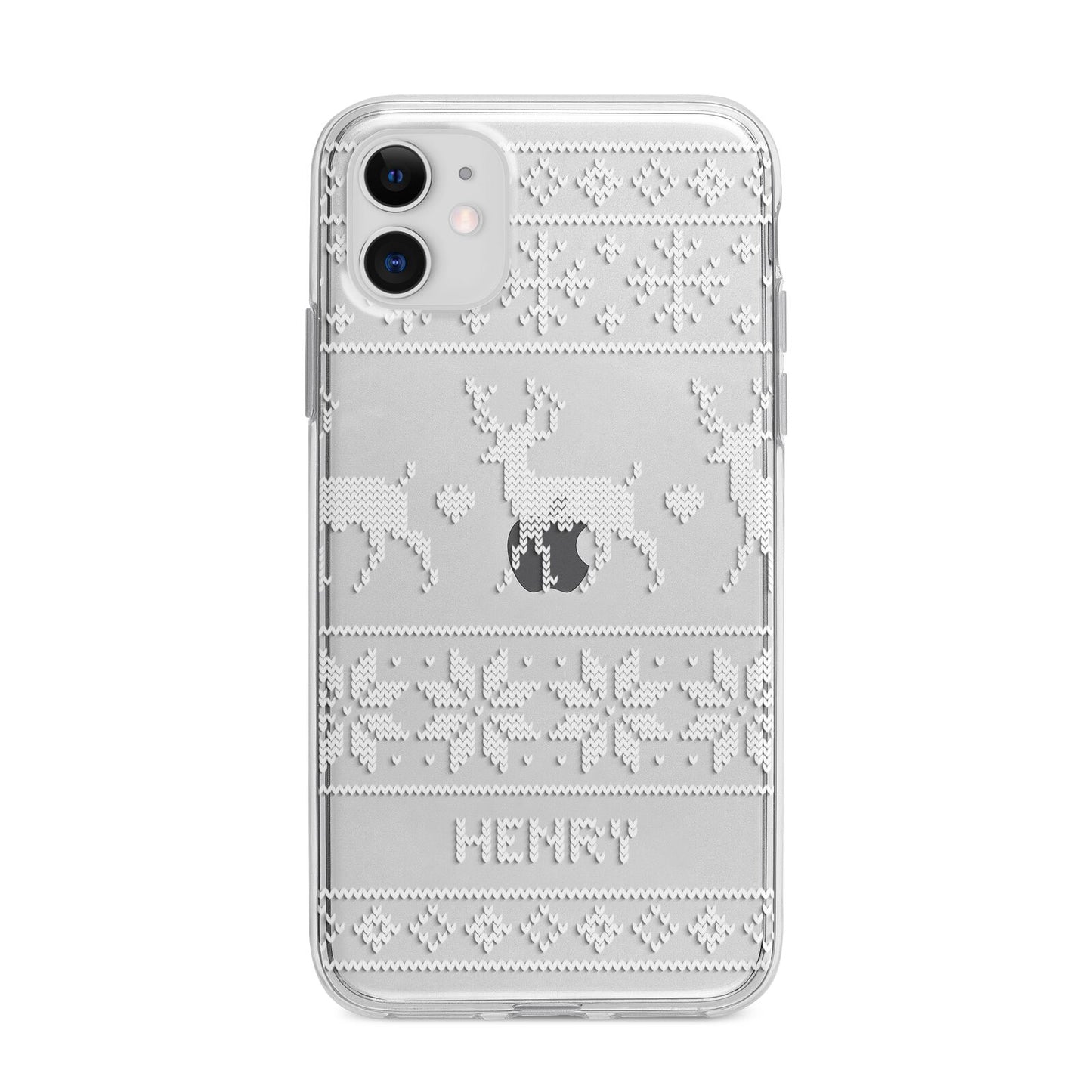 Personalised Christmas Jumper Apple iPhone 11 in White with Bumper Case