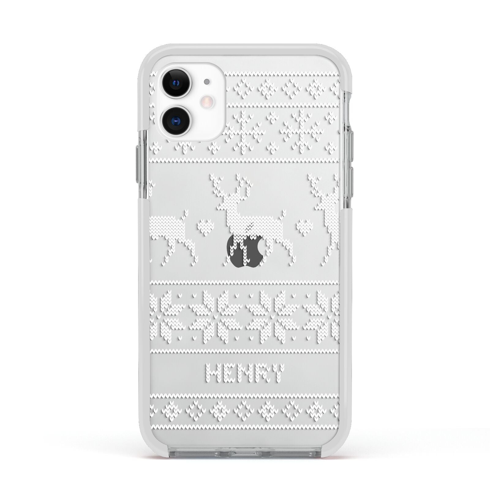 Personalised Christmas Jumper Apple iPhone 11 in White with White Impact Case