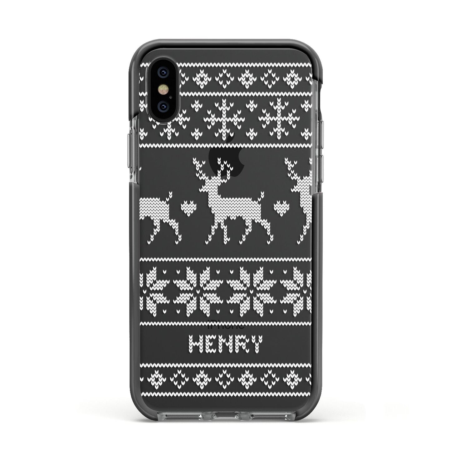 Personalised Christmas Jumper Apple iPhone Xs Impact Case Black Edge on Black Phone