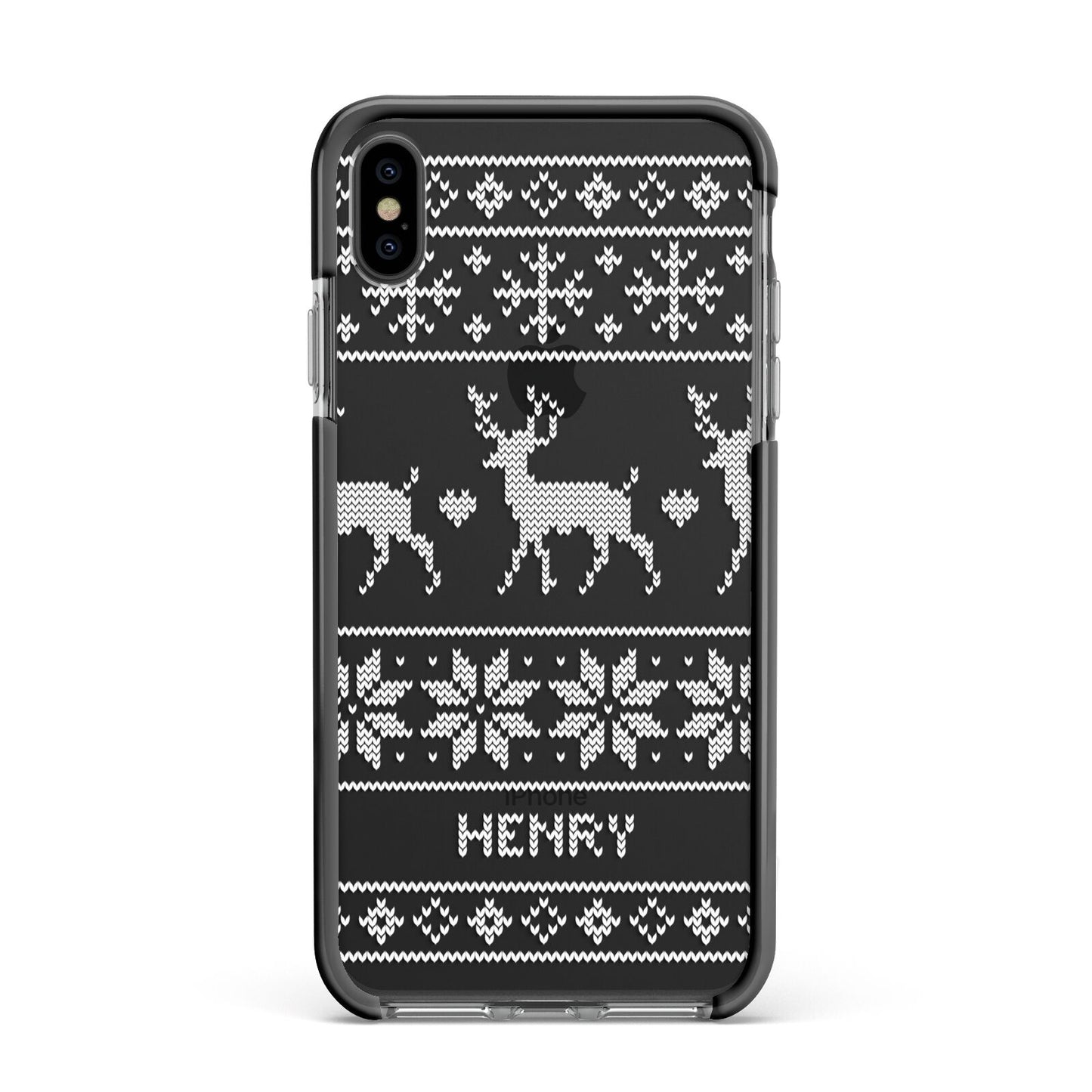 Personalised Christmas Jumper Apple iPhone Xs Max Impact Case Black Edge on Black Phone