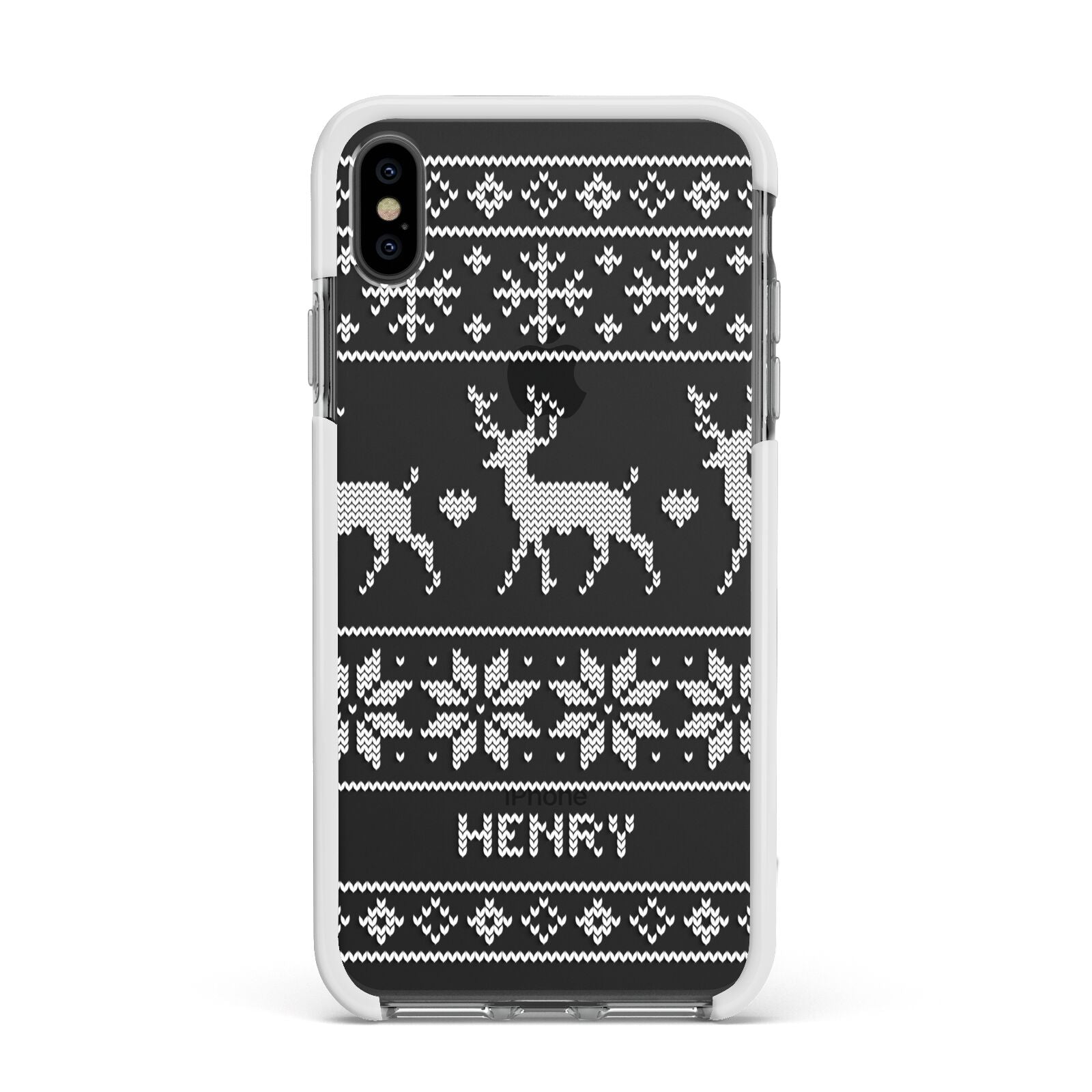 Personalised Christmas Jumper Apple iPhone Xs Max Impact Case White Edge on Black Phone