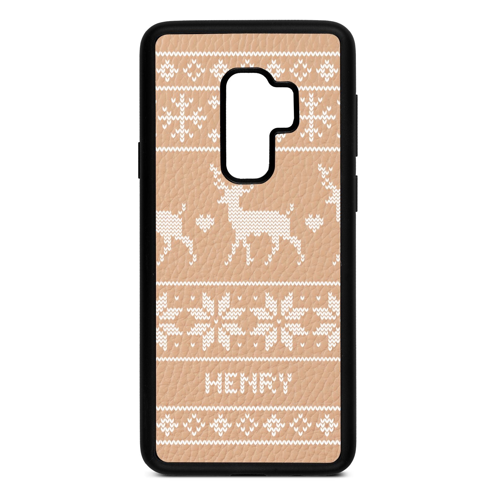 Personalised Christmas Jumper Nude Pebble Leather Samsung S9 Plus Case