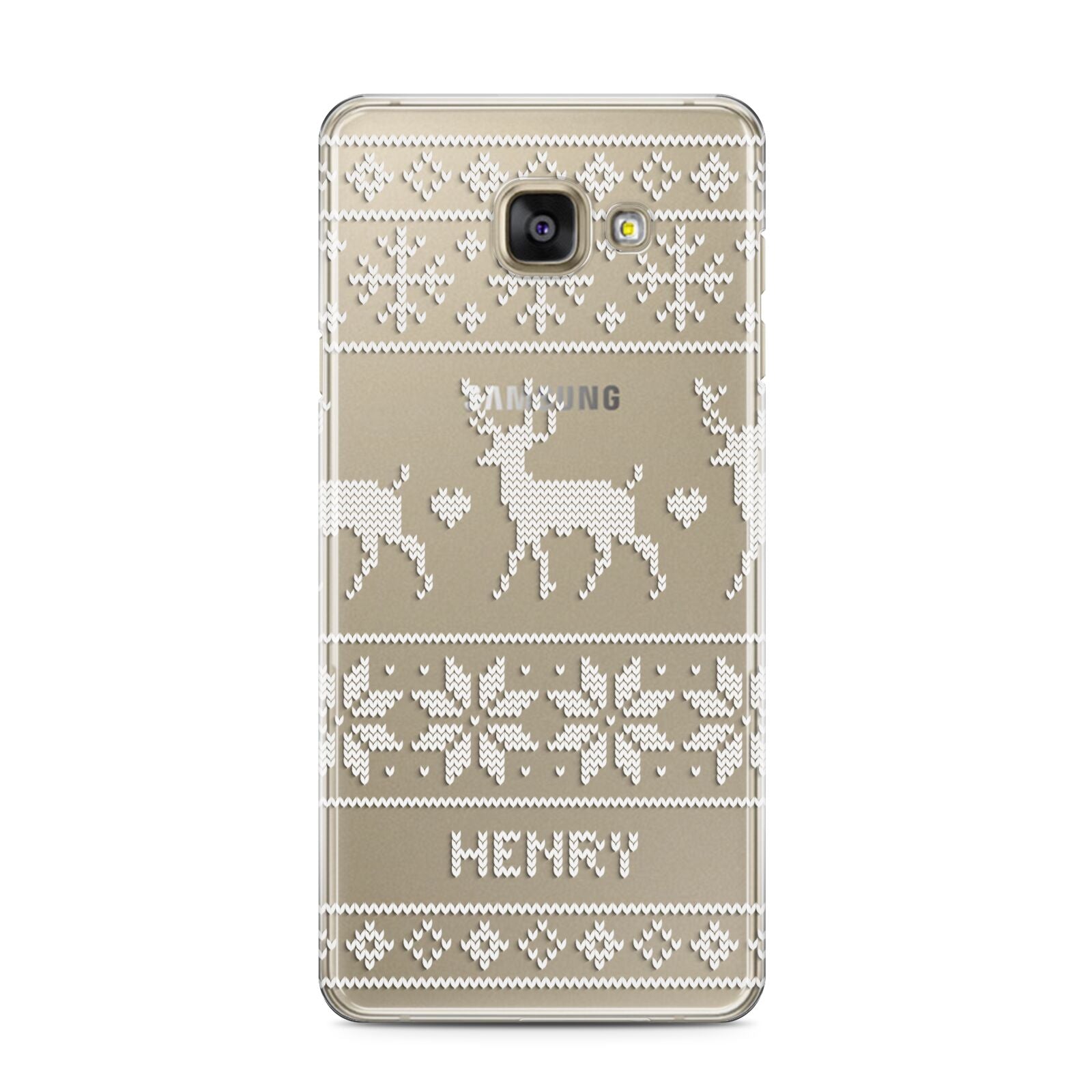 Personalised Christmas Jumper Samsung Galaxy A3 2016 Case on gold phone