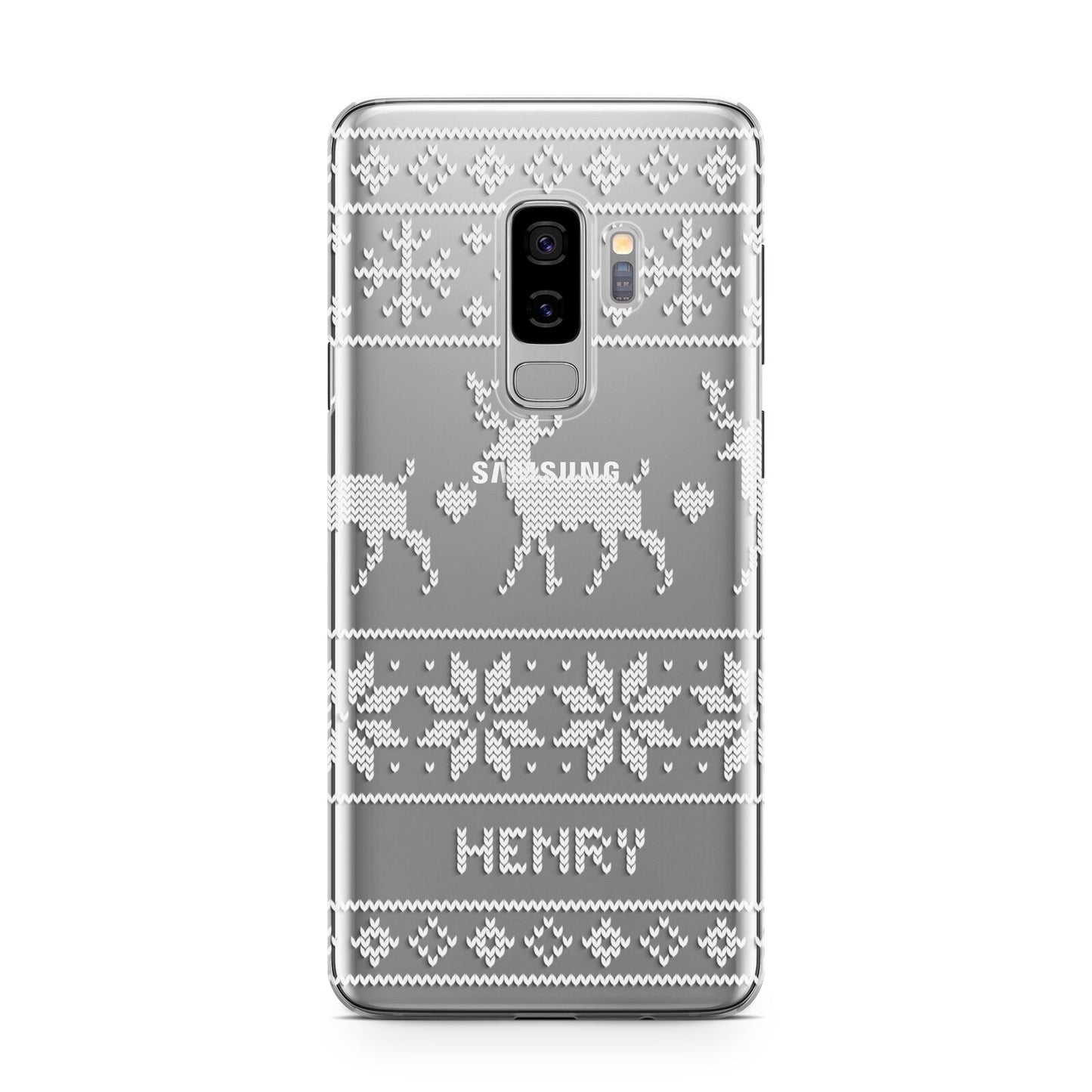 Personalised Christmas Jumper Samsung Galaxy S9 Plus Case on Silver phone