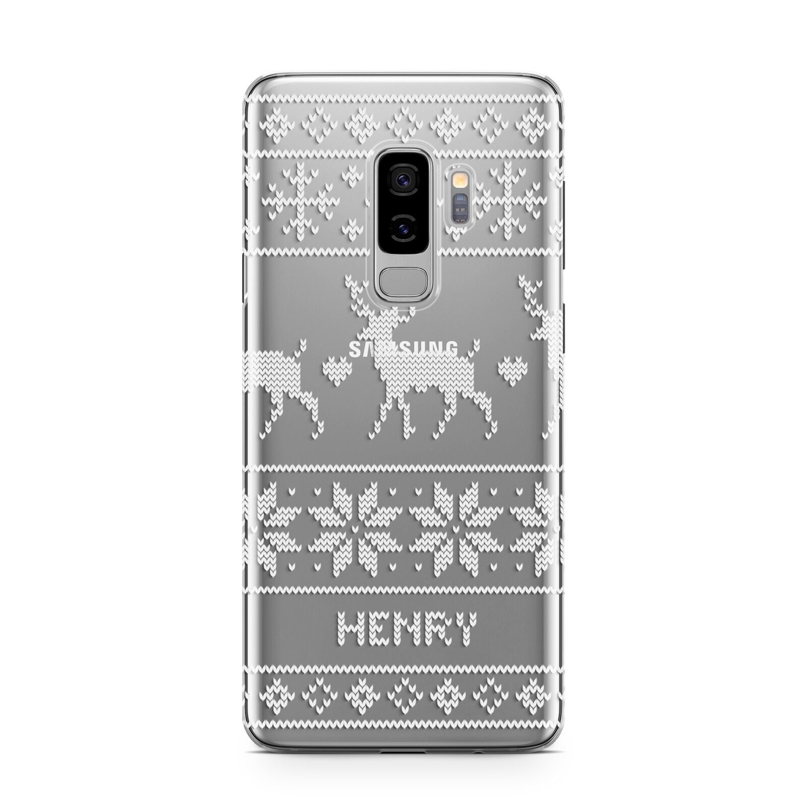 Personalised Christmas Jumper Samsung Galaxy S9 Plus Case on Silver phone