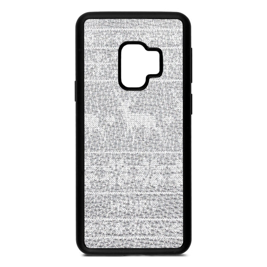 Personalised Christmas Jumper Silver Pebble Leather Samsung S9 Case