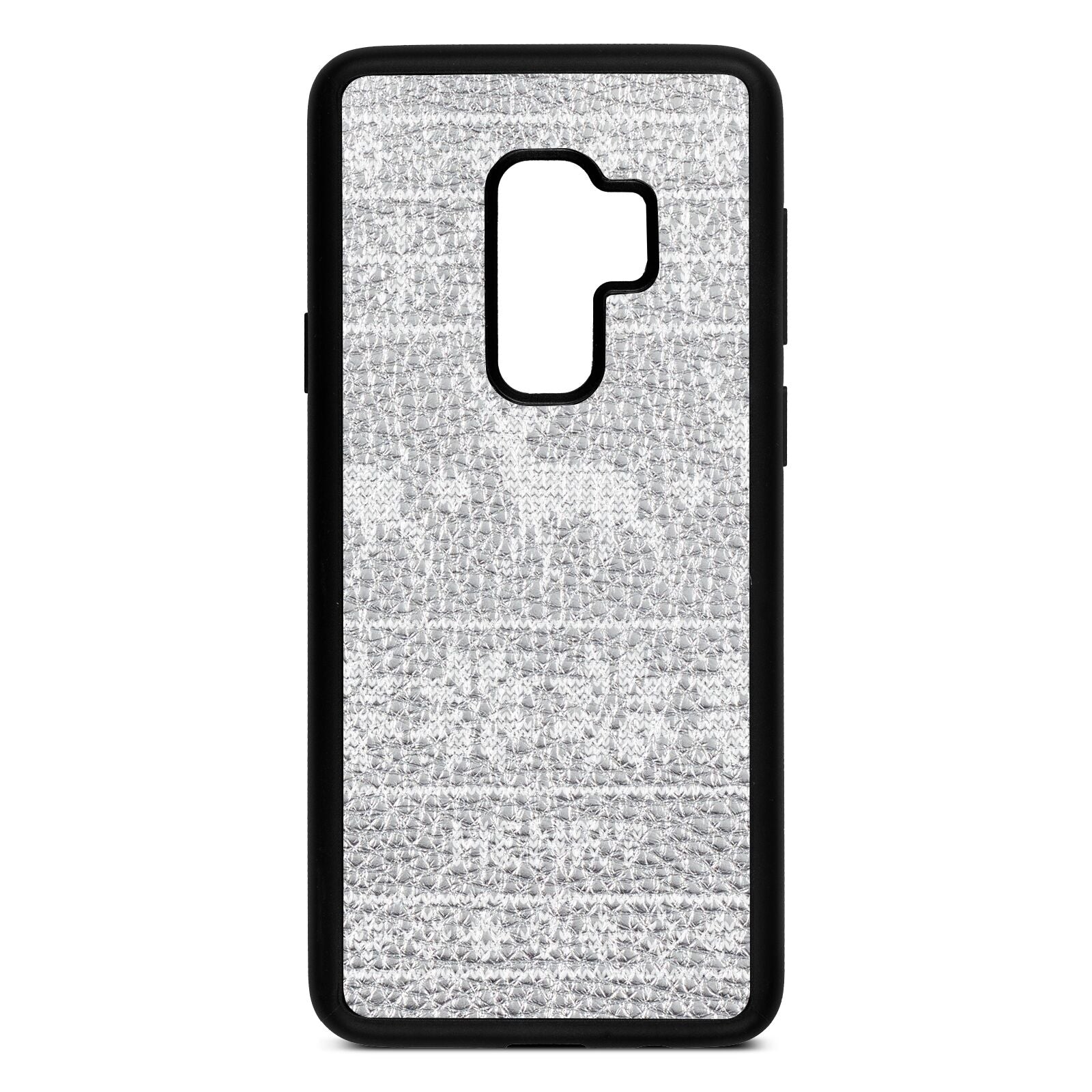 Personalised Christmas Jumper Silver Pebble Leather Samsung S9 Plus Case